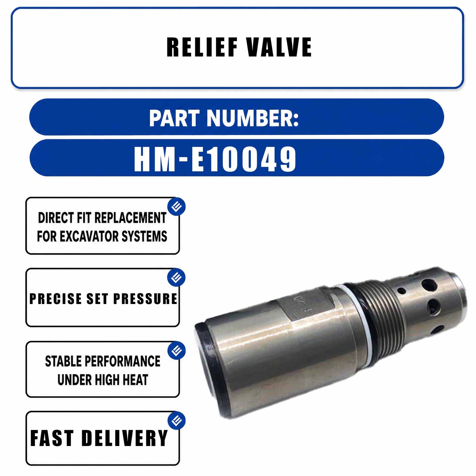 Relief Valve HM-E10049 For Yuchai 135 Crawler Excavators