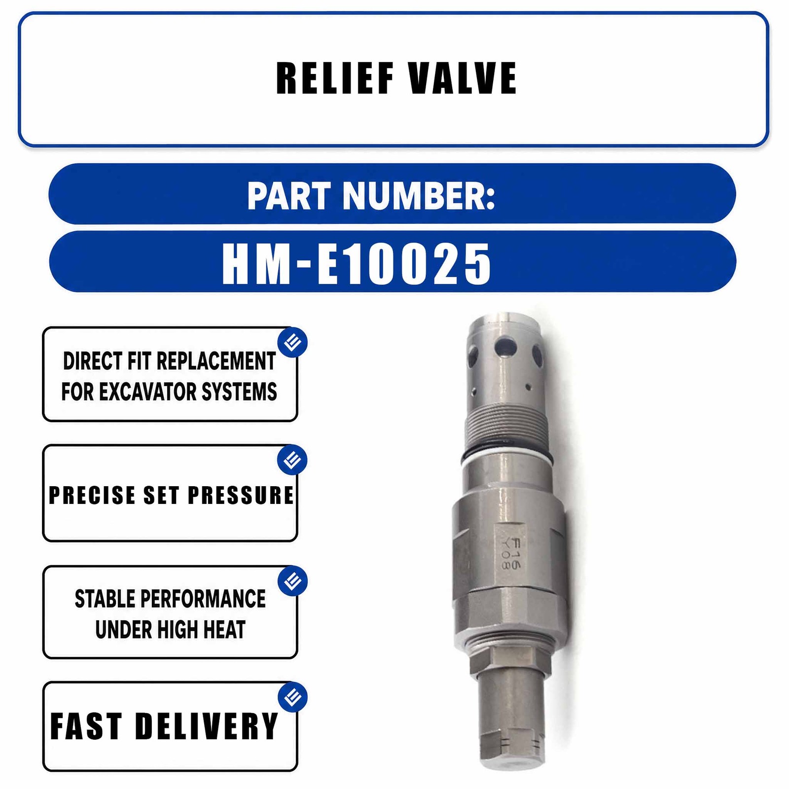 HM-E10025 YN22V00014F1 Relief Valve For Kawasaki M2X120B M2X170 M2X150 M2X210