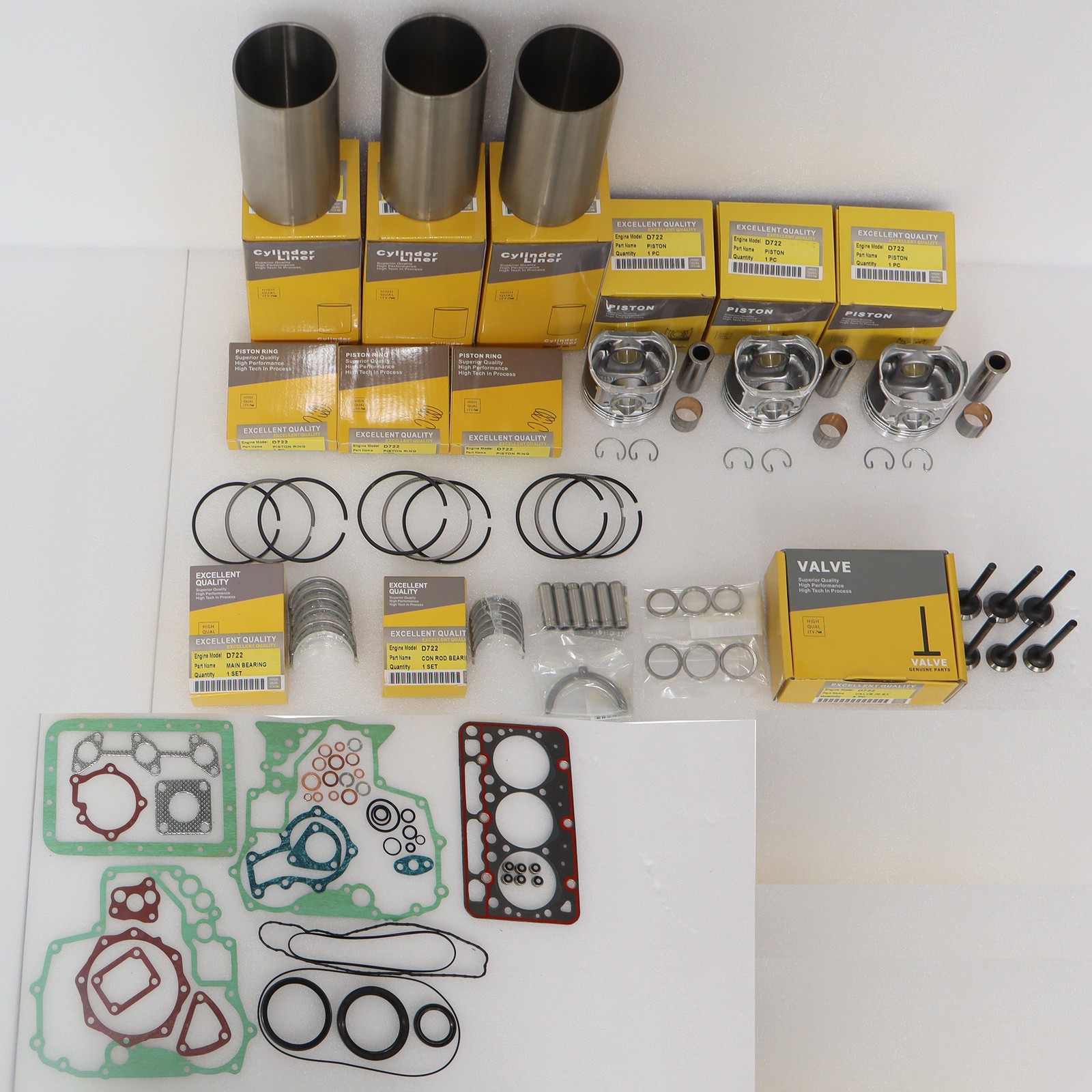 D722 Overhaul Rebuild Kit Compatible with Kubota D722 D722EBH D772B Engine