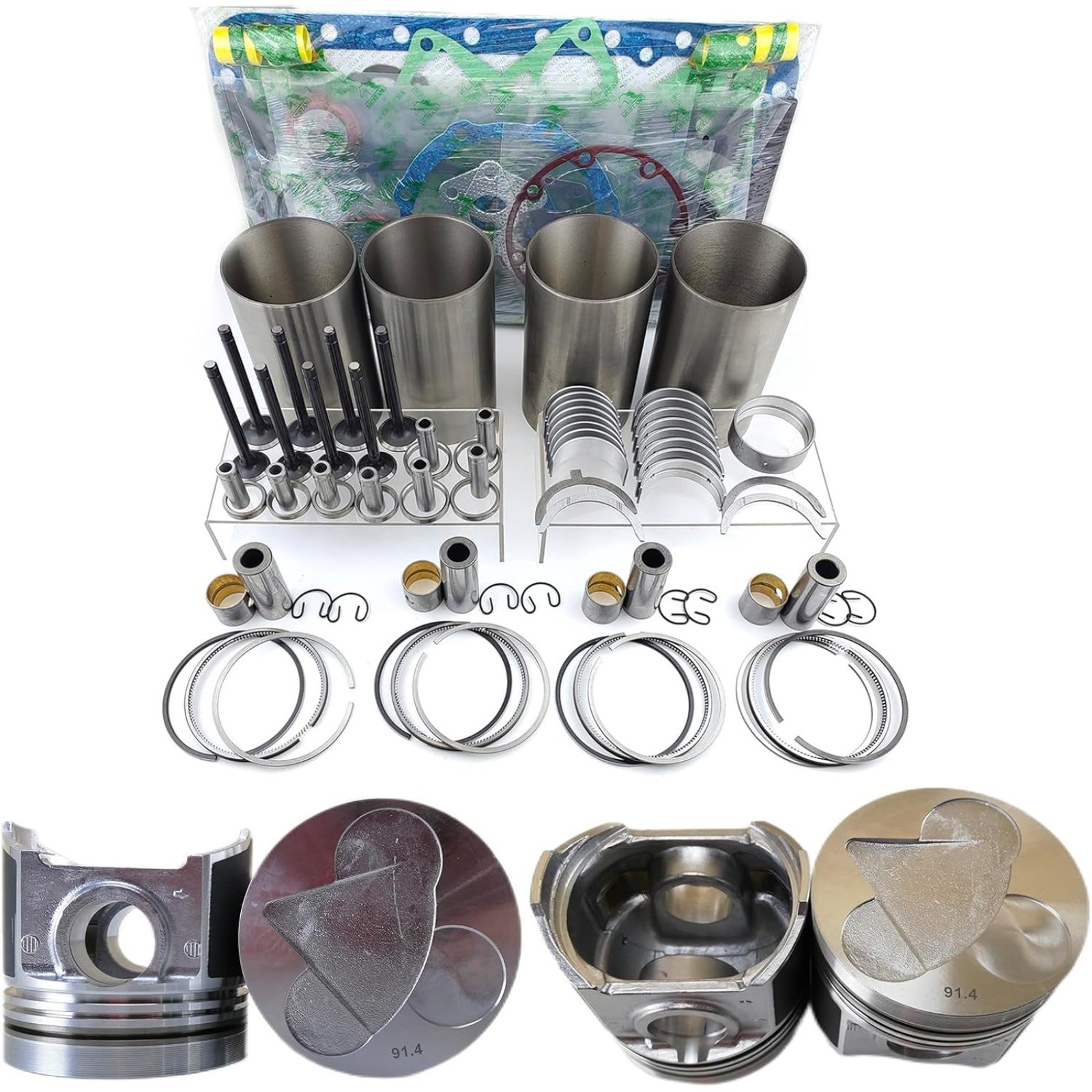 Overhaul Rebuild Kit (12 valves Piston height 91.4mm) For Kubota V3300 Engine