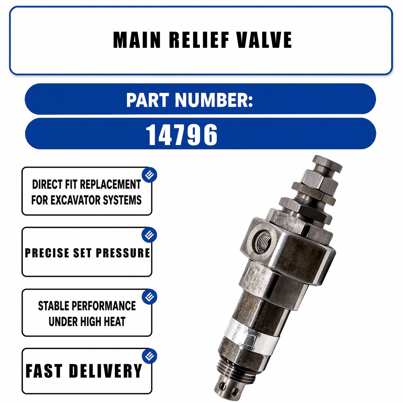 Main Relief Valve 14796 For Sumitomo SH200A3 SH200A1 SH200A2 SH460-5 HD1250