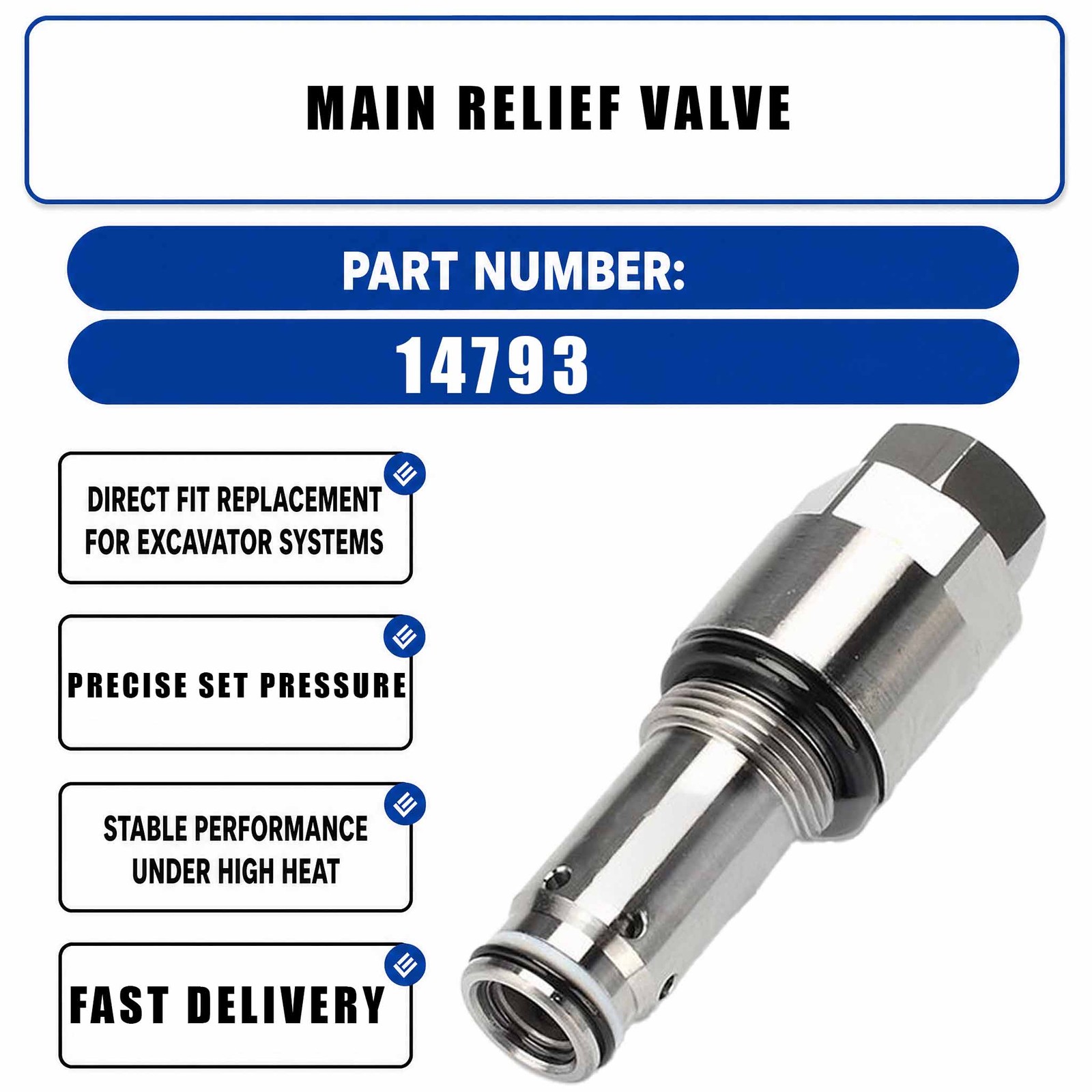 Main Relief Valve KZ000742 For Komatsu PC60-5 PC60-6 PC60-7 PC60-8