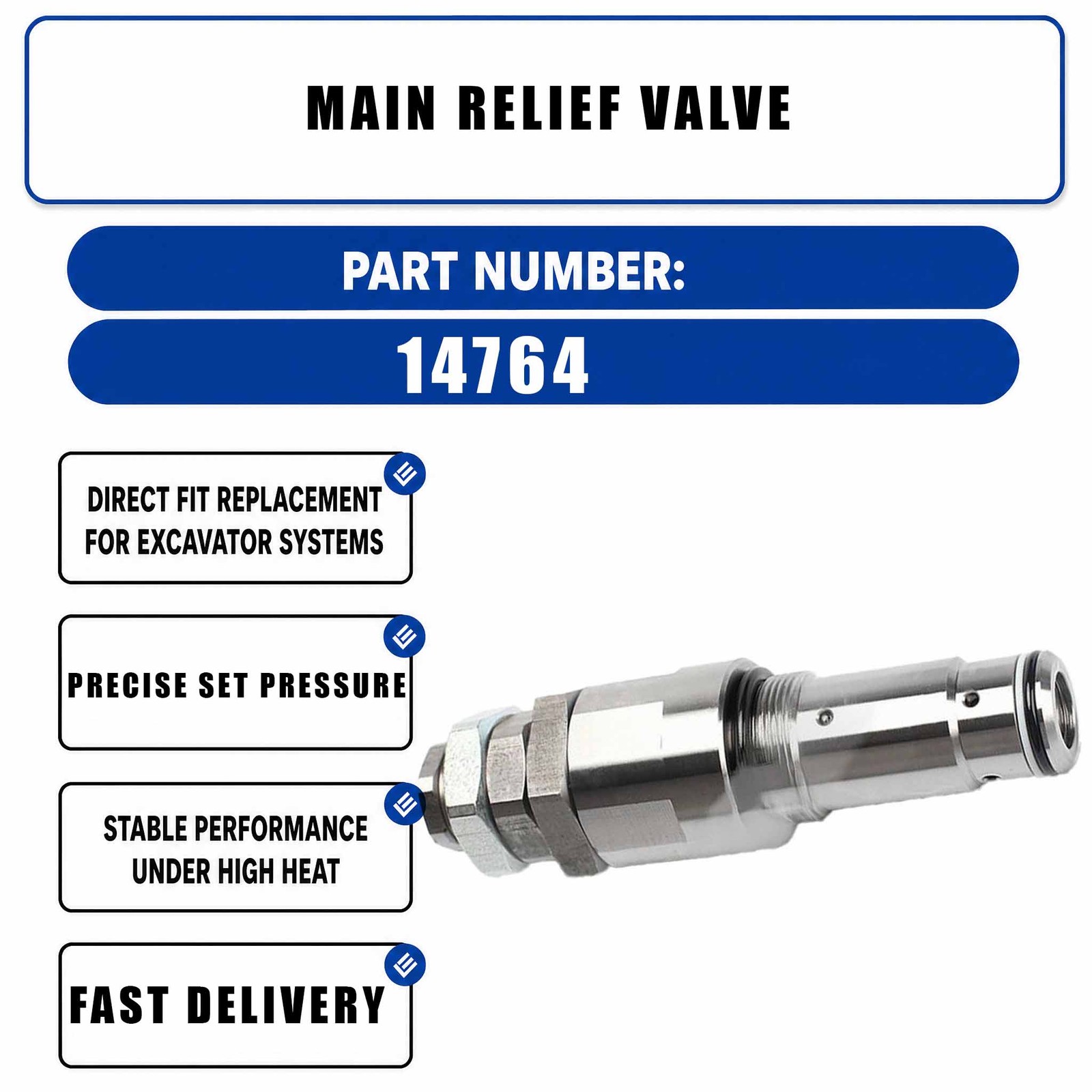 Main Relief Valve KZ000729 For Komatsu PC300-5 PC200-5 PC210-5 PC220-5