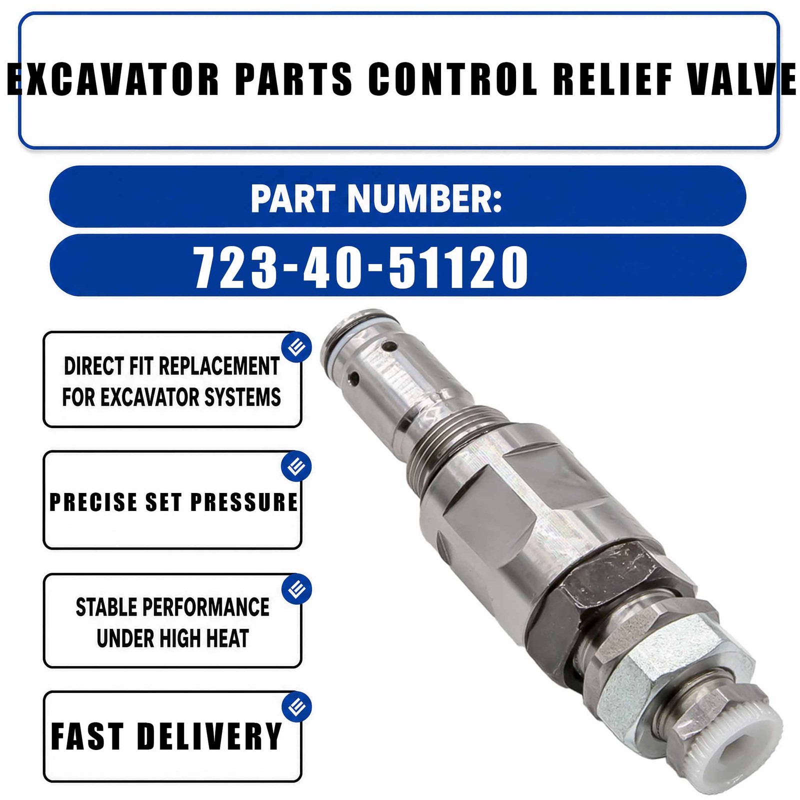 Excavator Parts Control Relief Valve 14762 For Komatsu PC200-6 6D102 PC200-7