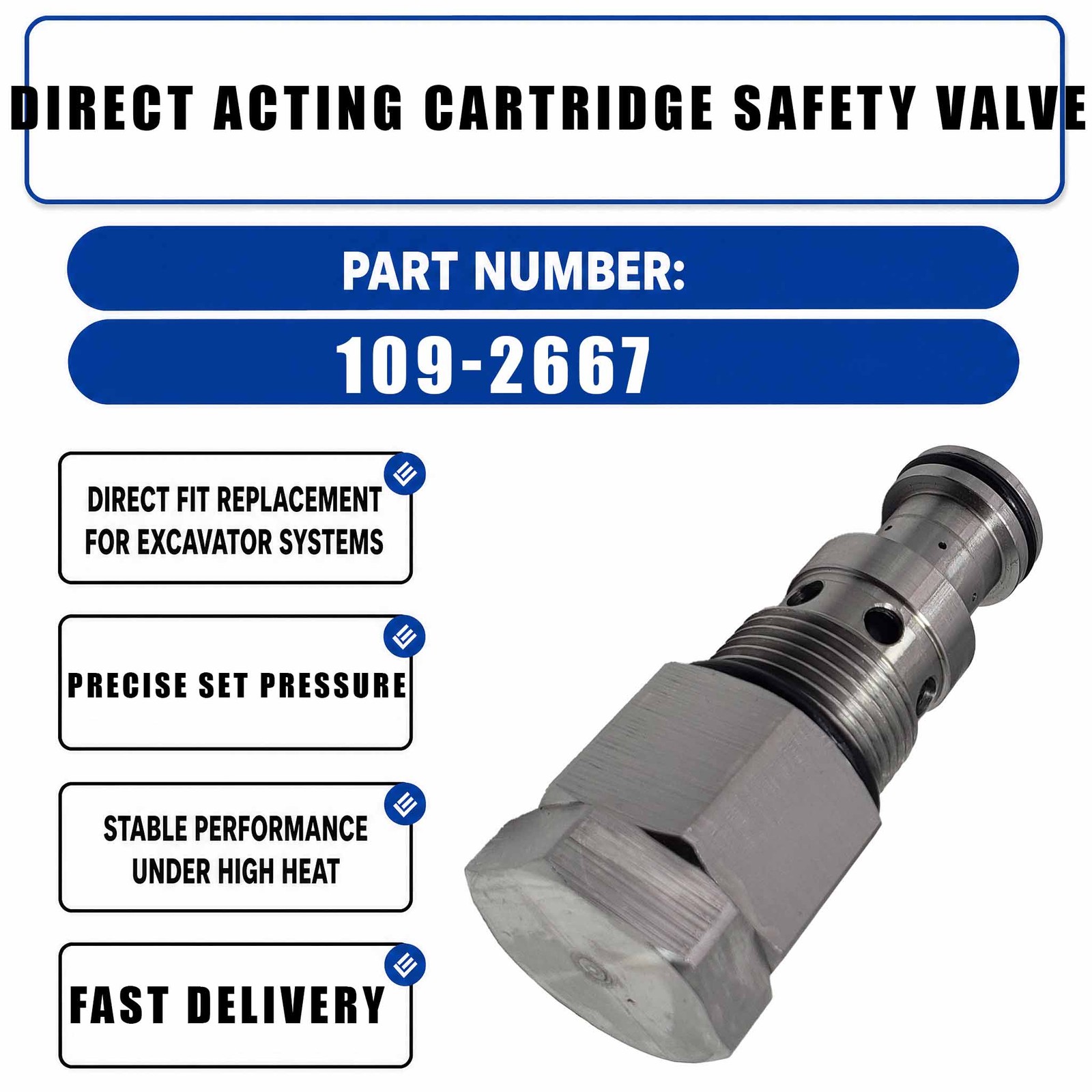 Direct Acting Cartridge Safety Valve 109-2667 For CAT LCR 330C L 325C 323D2 L