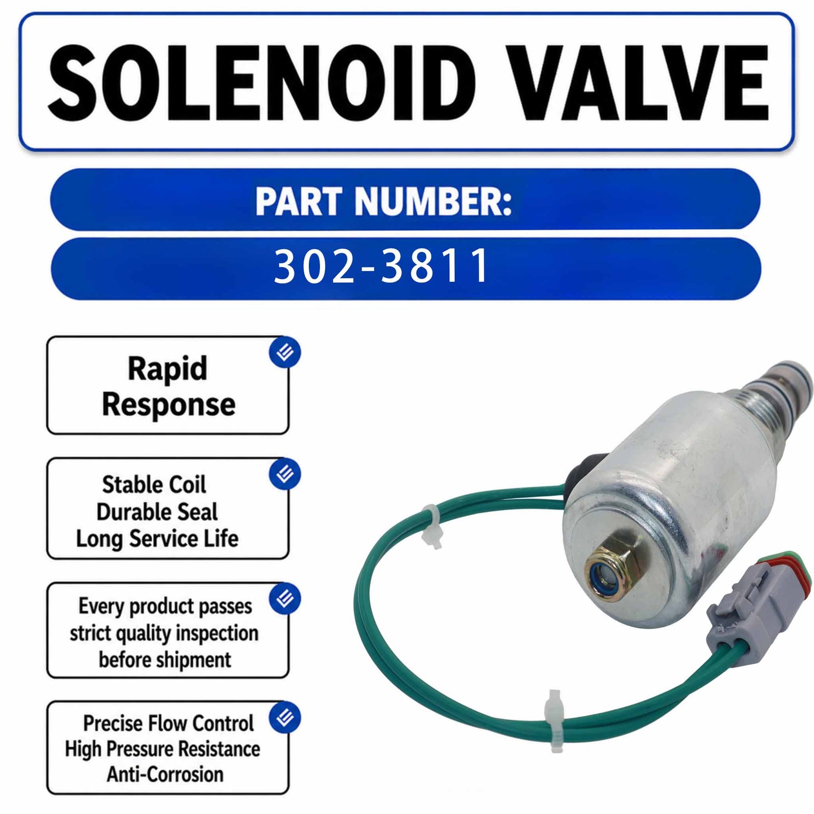 302-3811 24V Solenoid valve For Caterpillar CAT R2900G R3000H R2900 Scraper