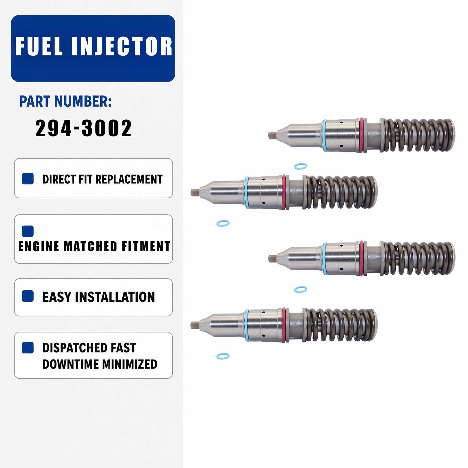 2943002 4PCS Fuel Injector For Caterpillar CAT C13 Diesel Engine