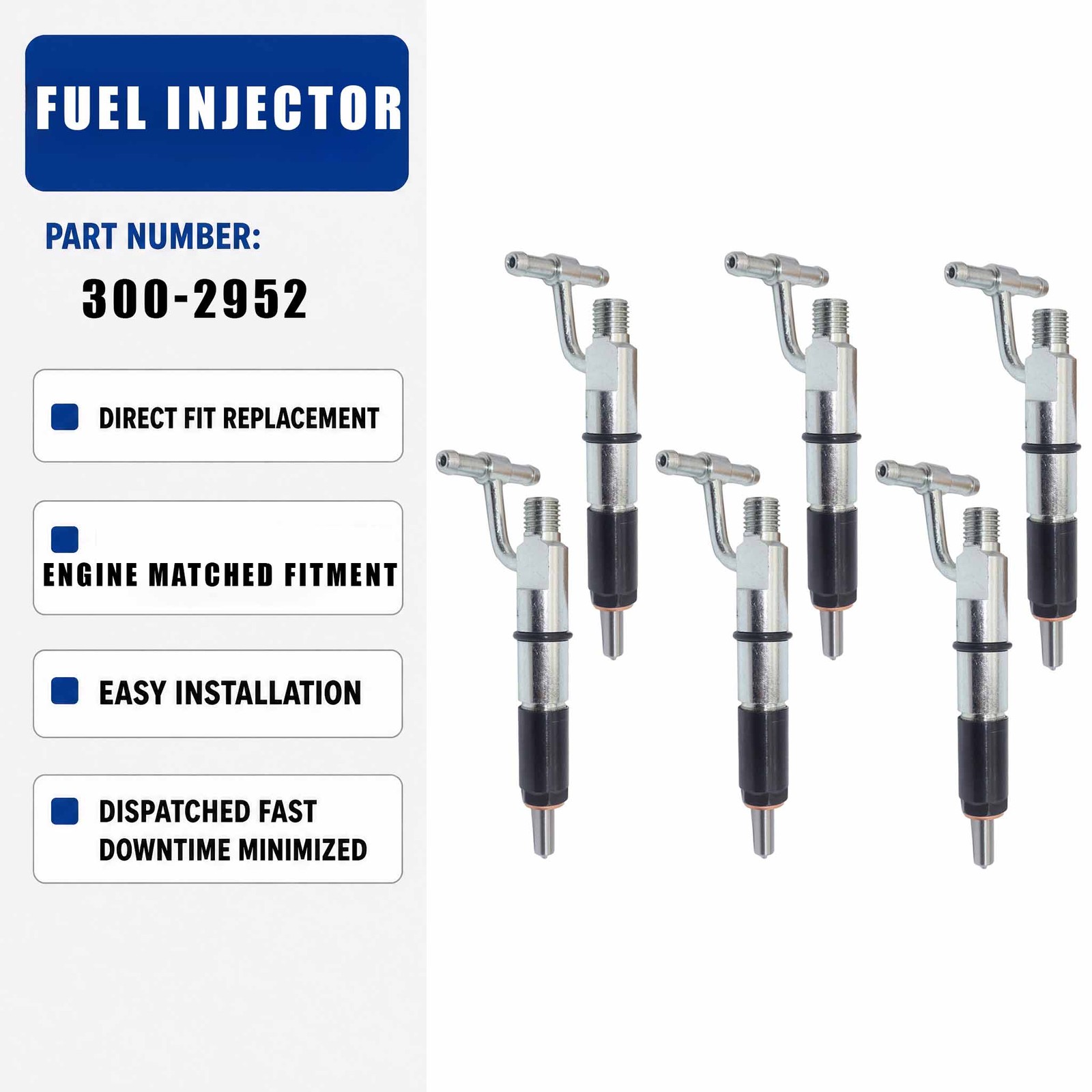 6PCS Fuel Injector 300-2952 For Caterpillar CAT 907H 908H 906H 908 906 Compact