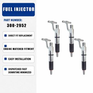 4PCS Fuel Injector 300-2952 For Caterpillar CAT 3044C Industrial Engines