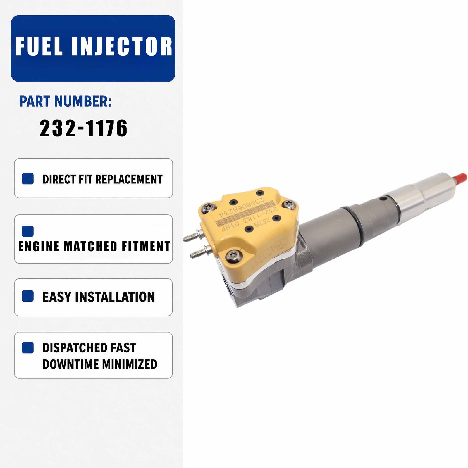 1PCS Fuel Injector 232-1173 For Caterpillar CAT 631D 633D 631G 639D 637G 637D