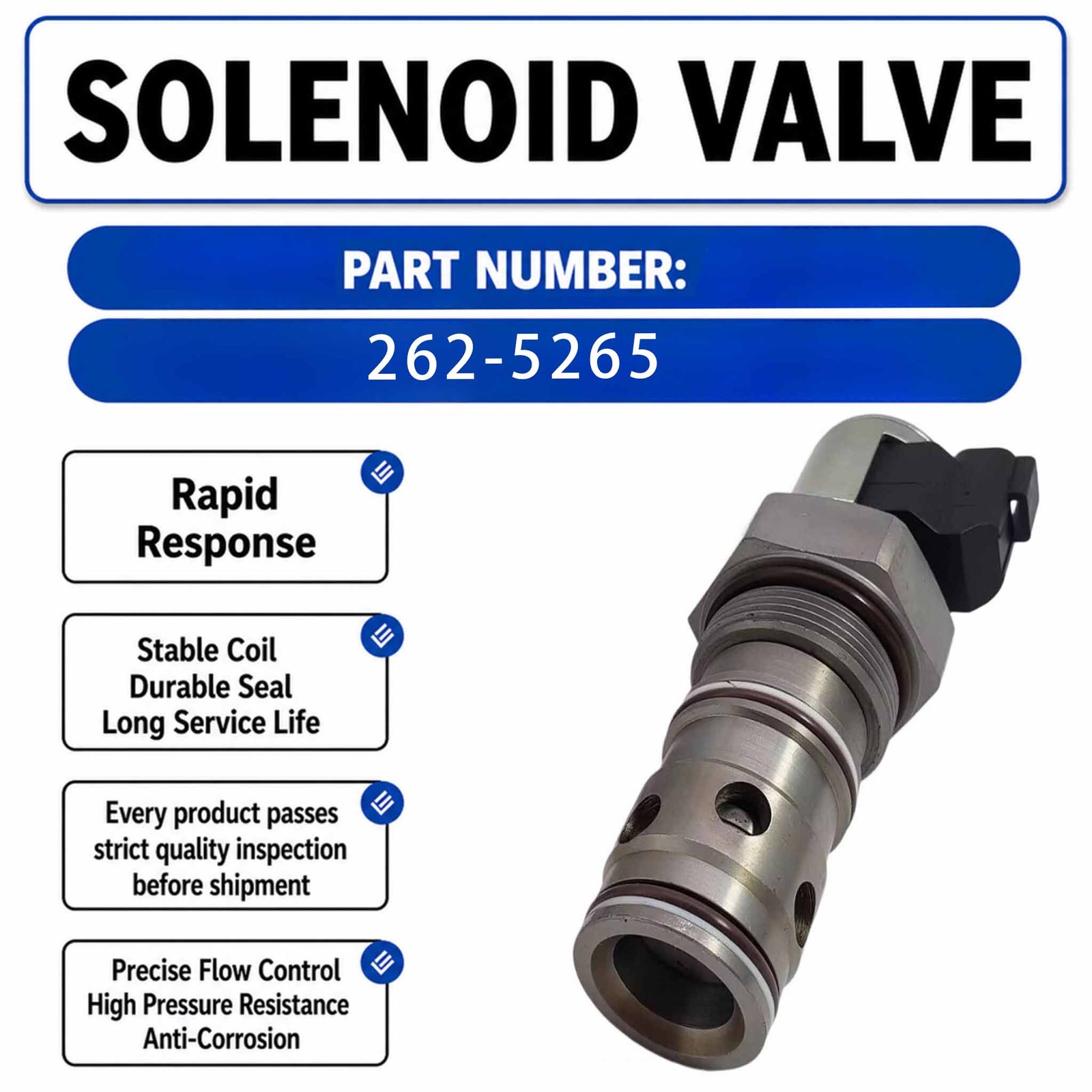 24V Solenoide Valve 2625265 For CAT 966H 962H 950H 972H