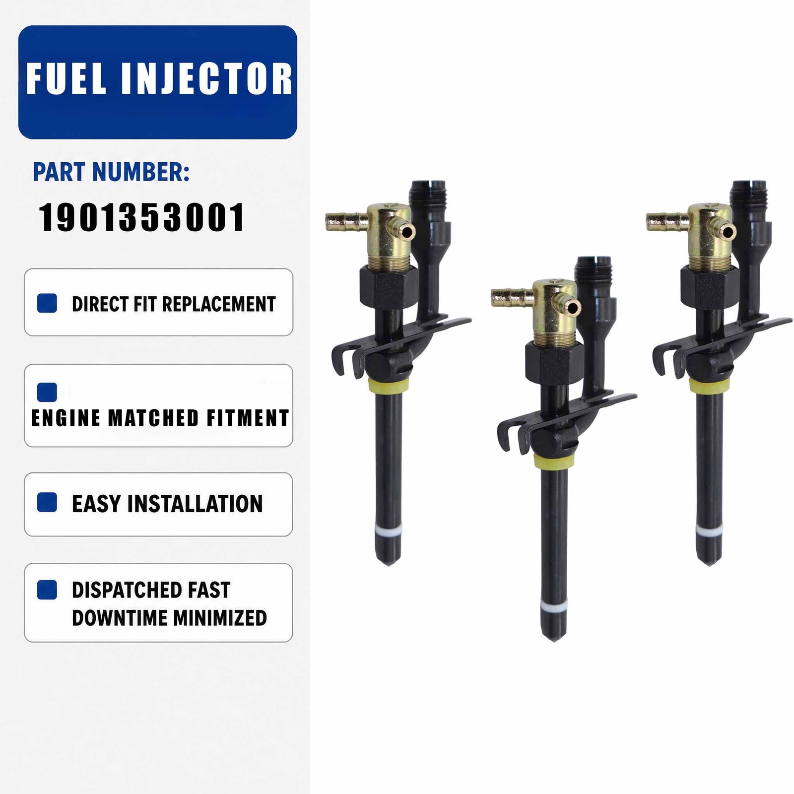 19013-53001 1901353001 3PCS Fuel Injector For Kubota L2850F L3450DT M4030DT
