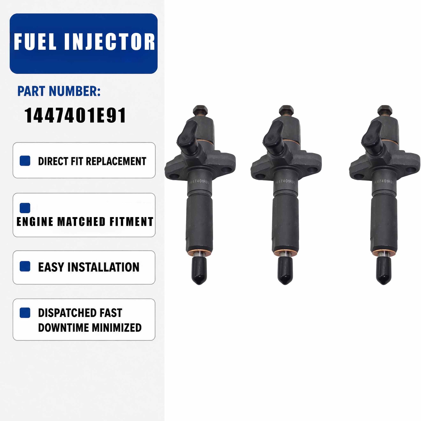1447401M91 3PCS Fuel Injector For Perkins AD3.152 AD4.203 Engine Massey