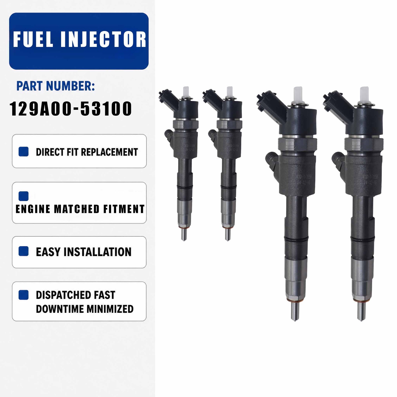 4PCS Fuel Injector 0445110463 For Yanmar 4TNV88C-PYBU 4TNV88C-PYB 4TNV88C-PTB
