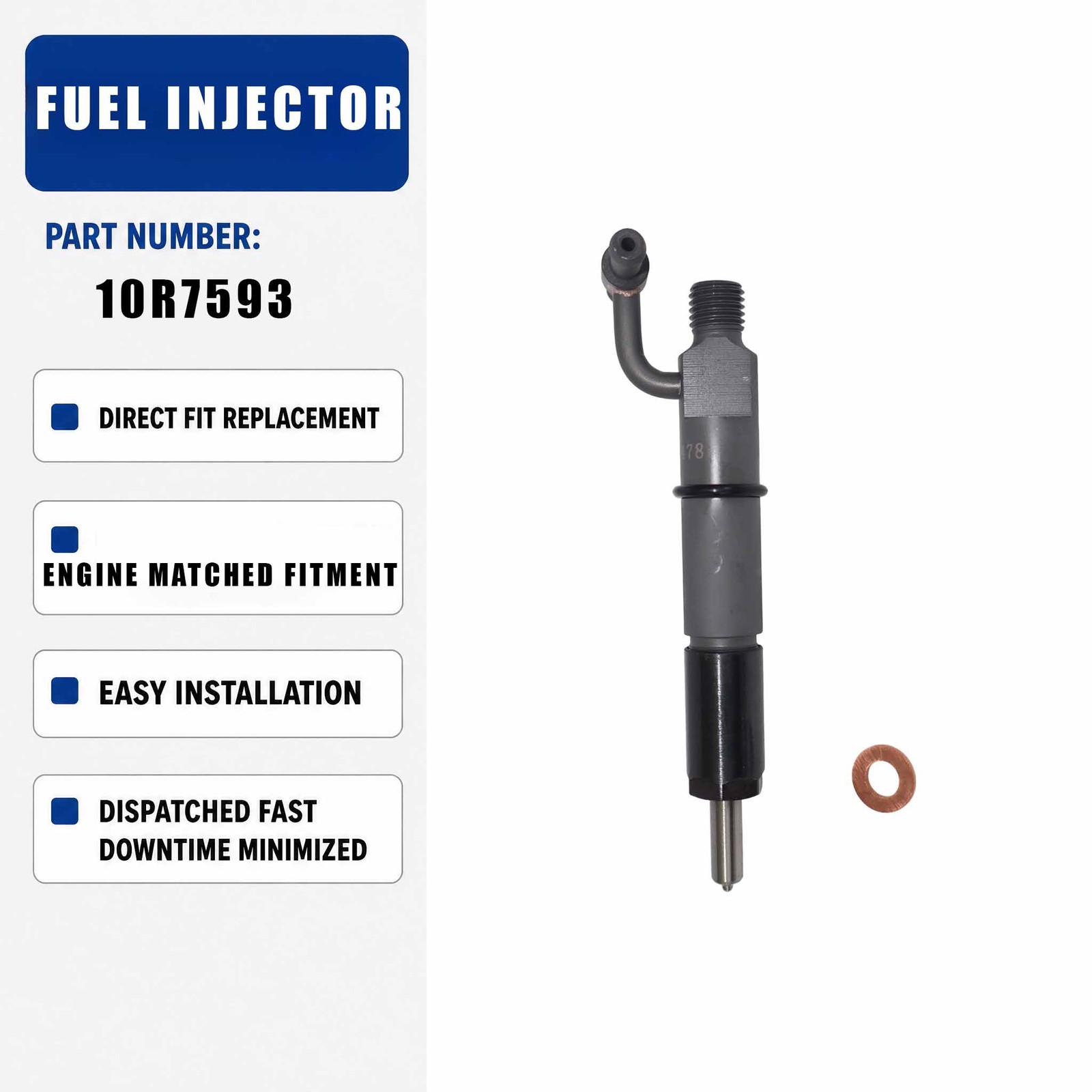 1PCS Fuel Injector 216-5478 10R-7593 For Caterpillar CAT 3044C Industrial Engine
