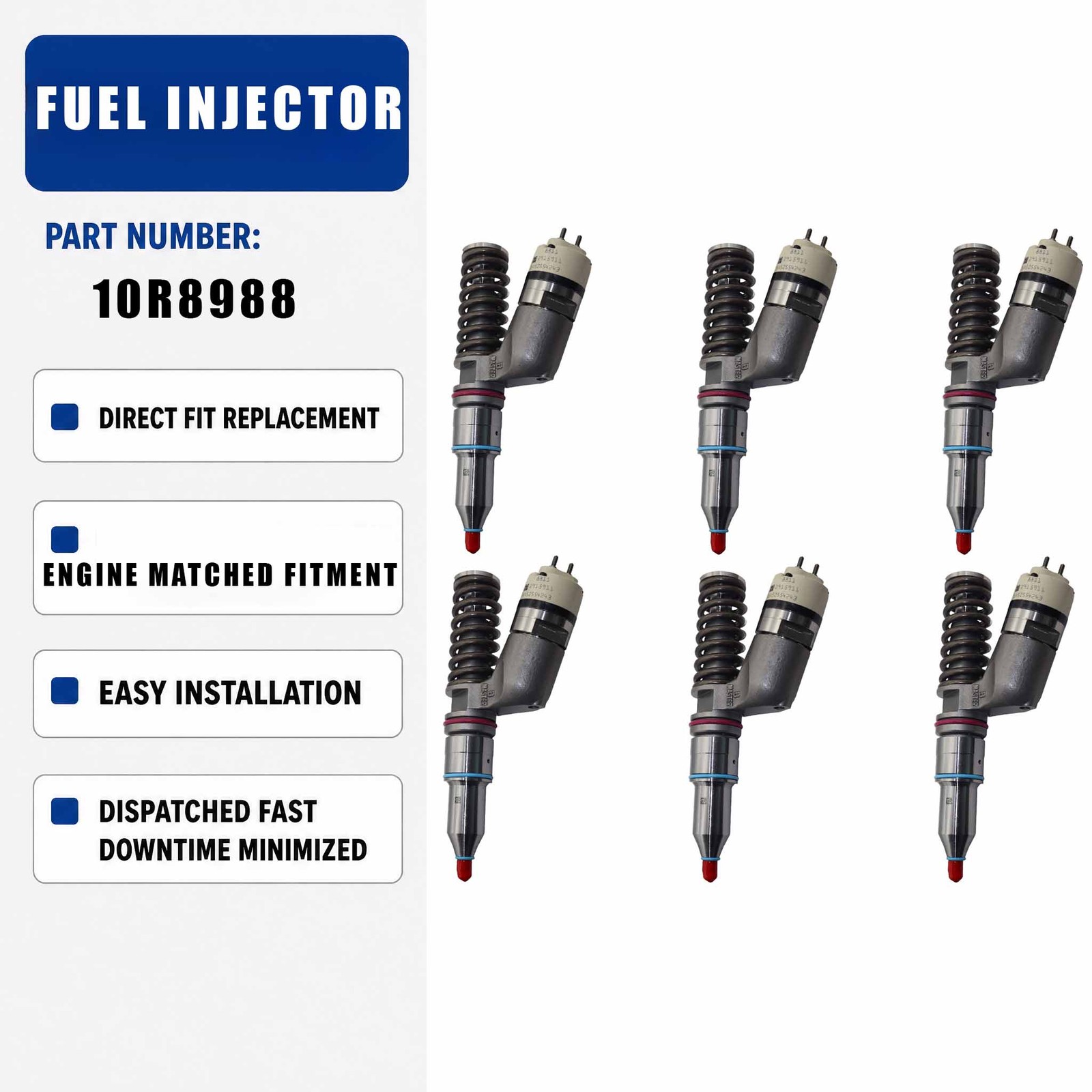 6PCS Fuel Injector 295-9085 For Caterpillar CAT C18 C27 C32 Engine SR4 SR5 SR4B
