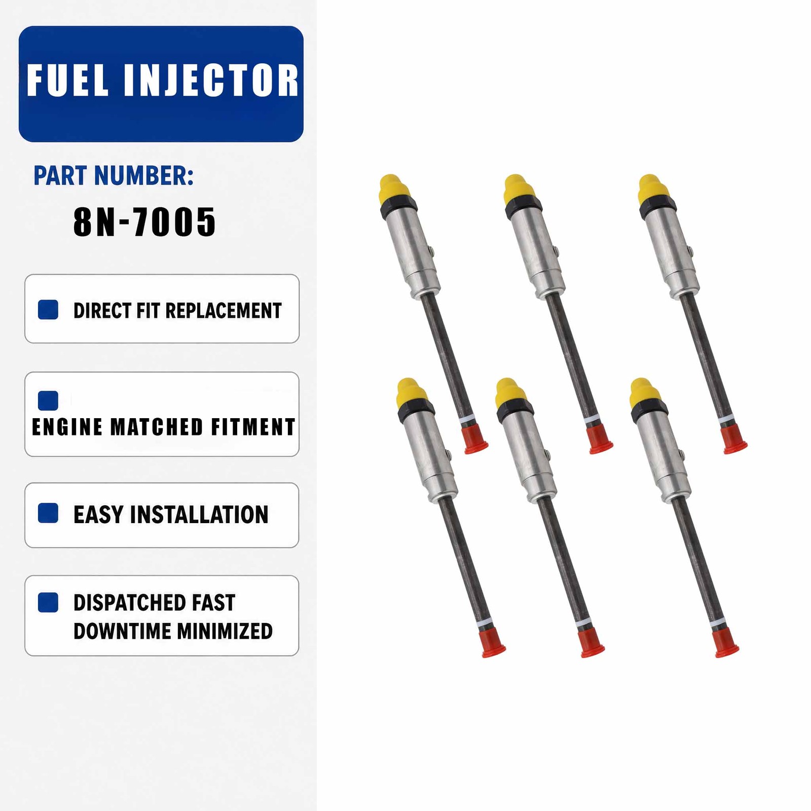 6PCS Fuel injector 0R-3418 For CAT Engine 3306 3306B Excavator 215 219 225 229