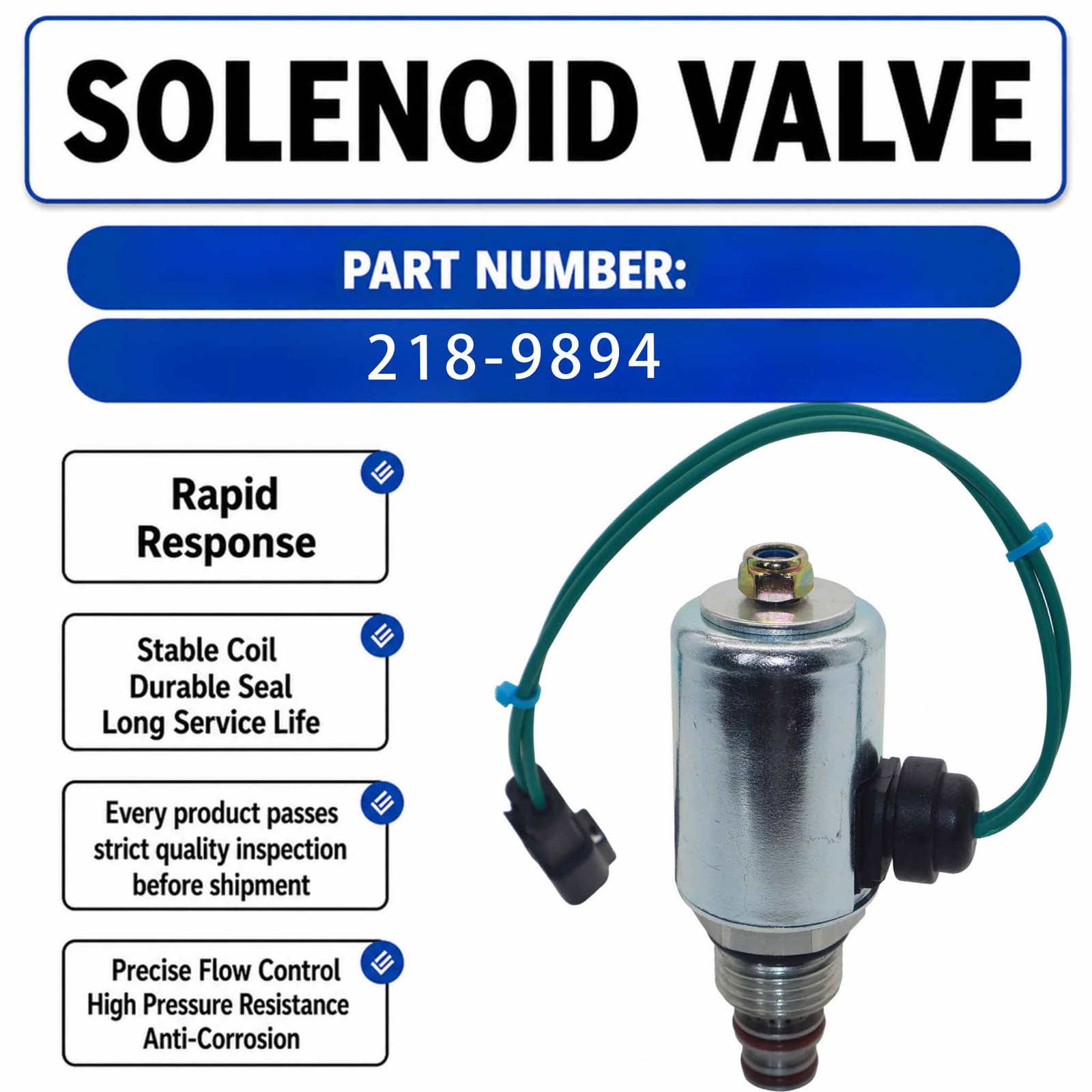 24V Solenoid Valve 218-9894 For Caterpillar CAT 312C L 350-A L 314C 325C 322B L