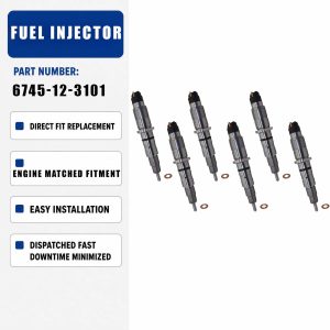 6PCS Fuel Injector 6745-12-3102 For ROSTSELMASH RSM-161 Grain Harvester CUMMINS