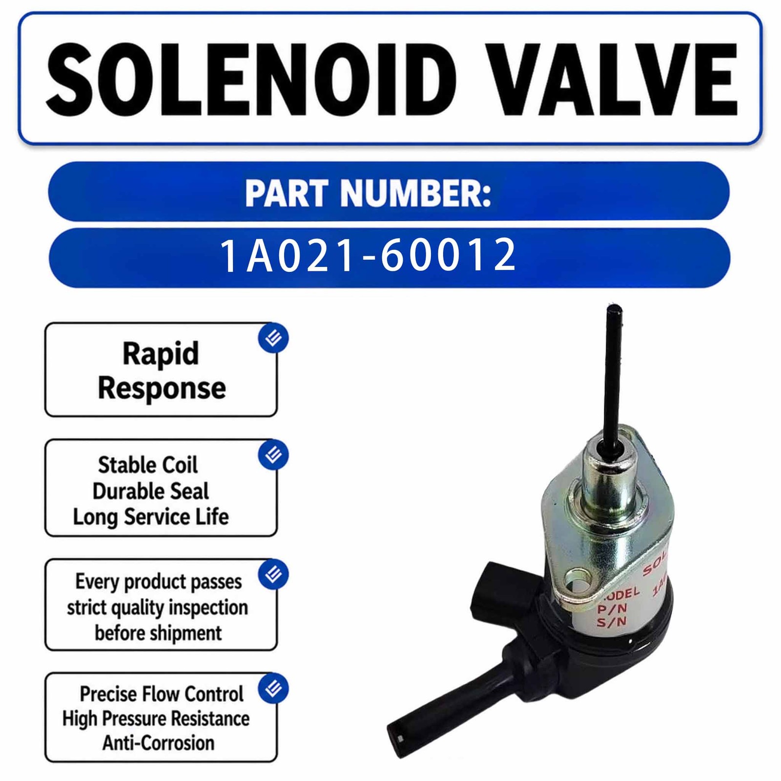1A021-60017 12V Stop Solenoid For Kubota L2800 L3130 L3200 L3240 L3400 L3430