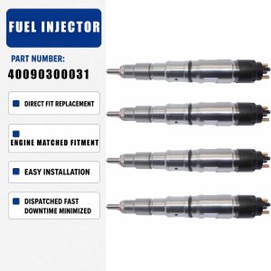 4PCS Fuel Injector 40090300031 For Doosan DX340LC-5 DX350LC-5 Excavator