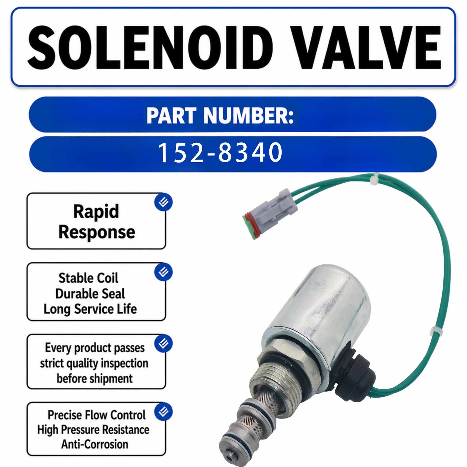 152-8340 24V Solenoid Valve For Caterpillar CAT D400E D250E 740B D350E D250E II