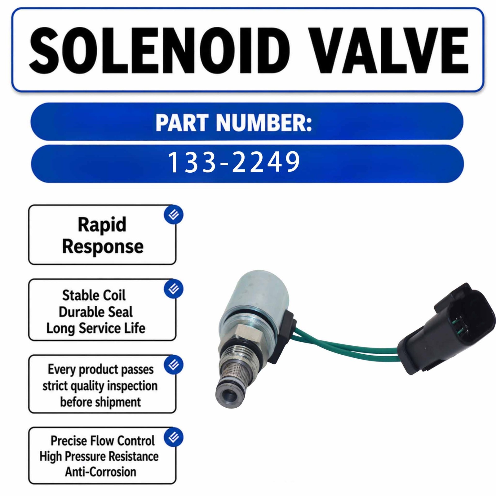 24V Solenoid Valve 133-2249 For Caterpillar CAT D7R II Wading Tractor