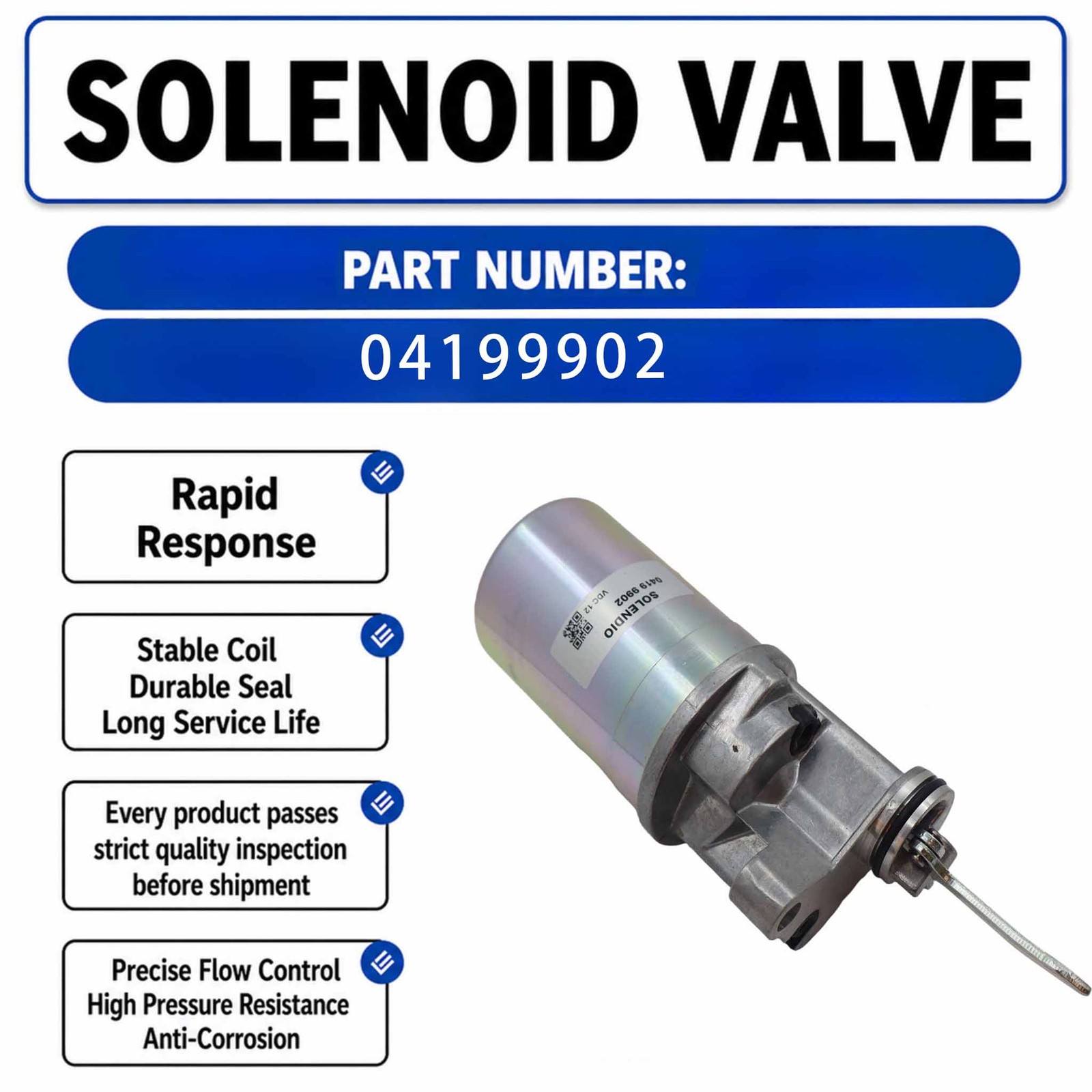 12V solenoid valve 04199904 For BACKHOE LOADER VOLVO BL61 BL71 BL61 PLUS BL71