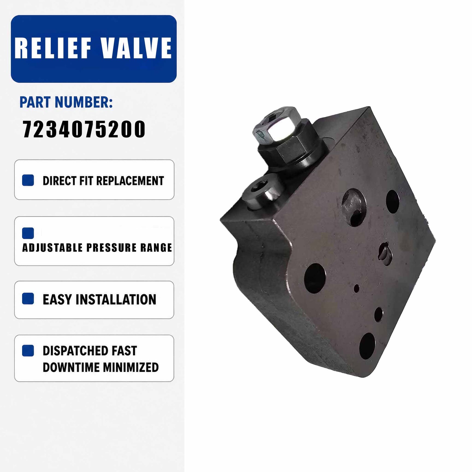 Reducing Relief Valve 723-40-75200 7234075200 For Komatsu PC210-10MO PC215-10MO