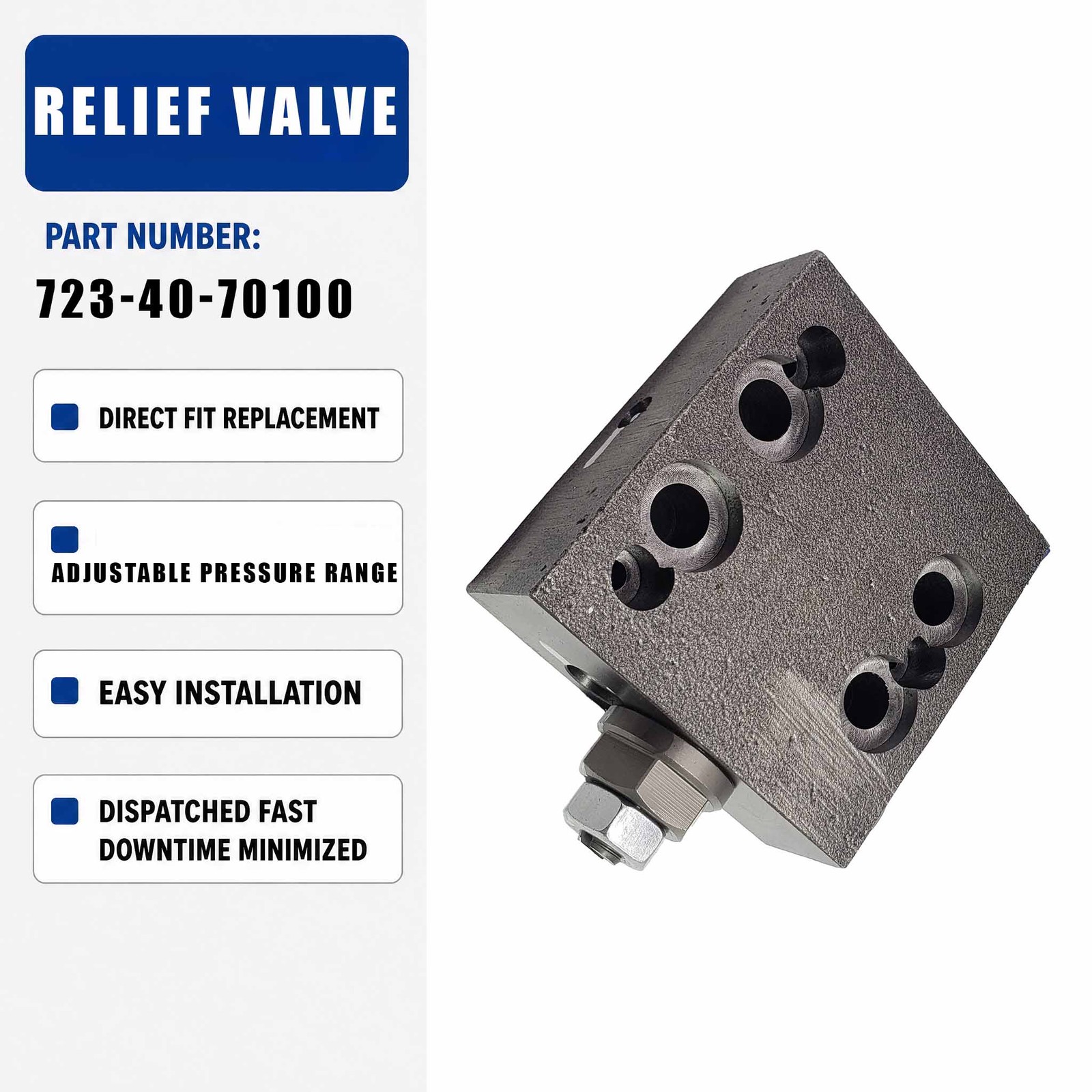 723-40-70100 Relief Valve For Komatsu PC60-7 PC200-6 PC220-6 PC300-6 Excavator