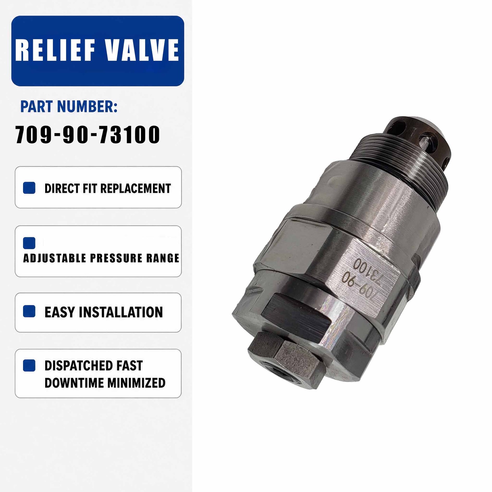 Relief Valve 709-90-73100 For Komatsu PC110-7 PC120-6 PC130-7 PC200-7 PC200-8