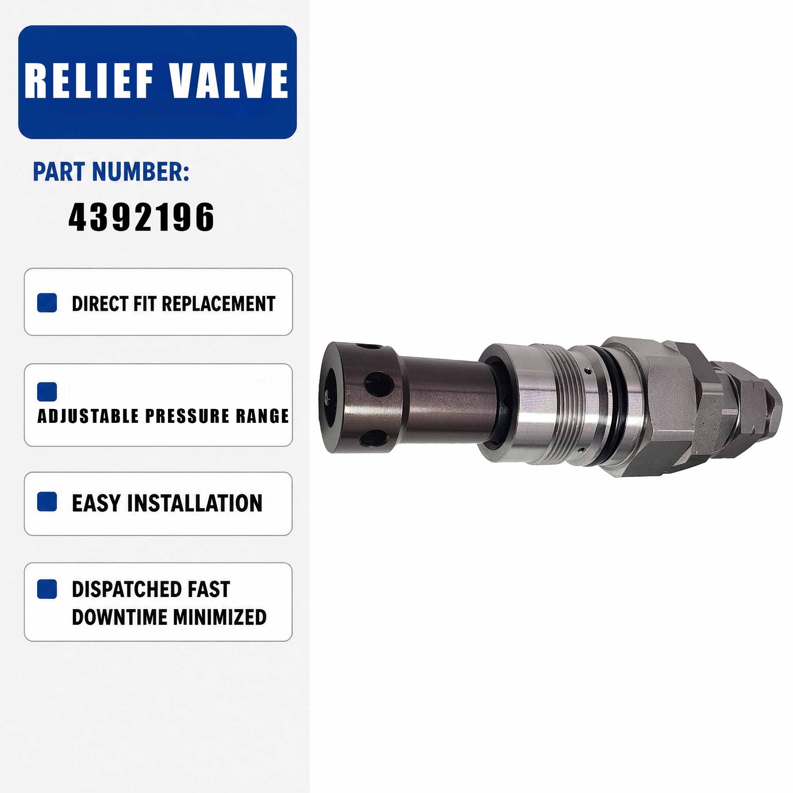 4392196 Relief Valve For Kobelco SK450 SK480 Excavator Diesel