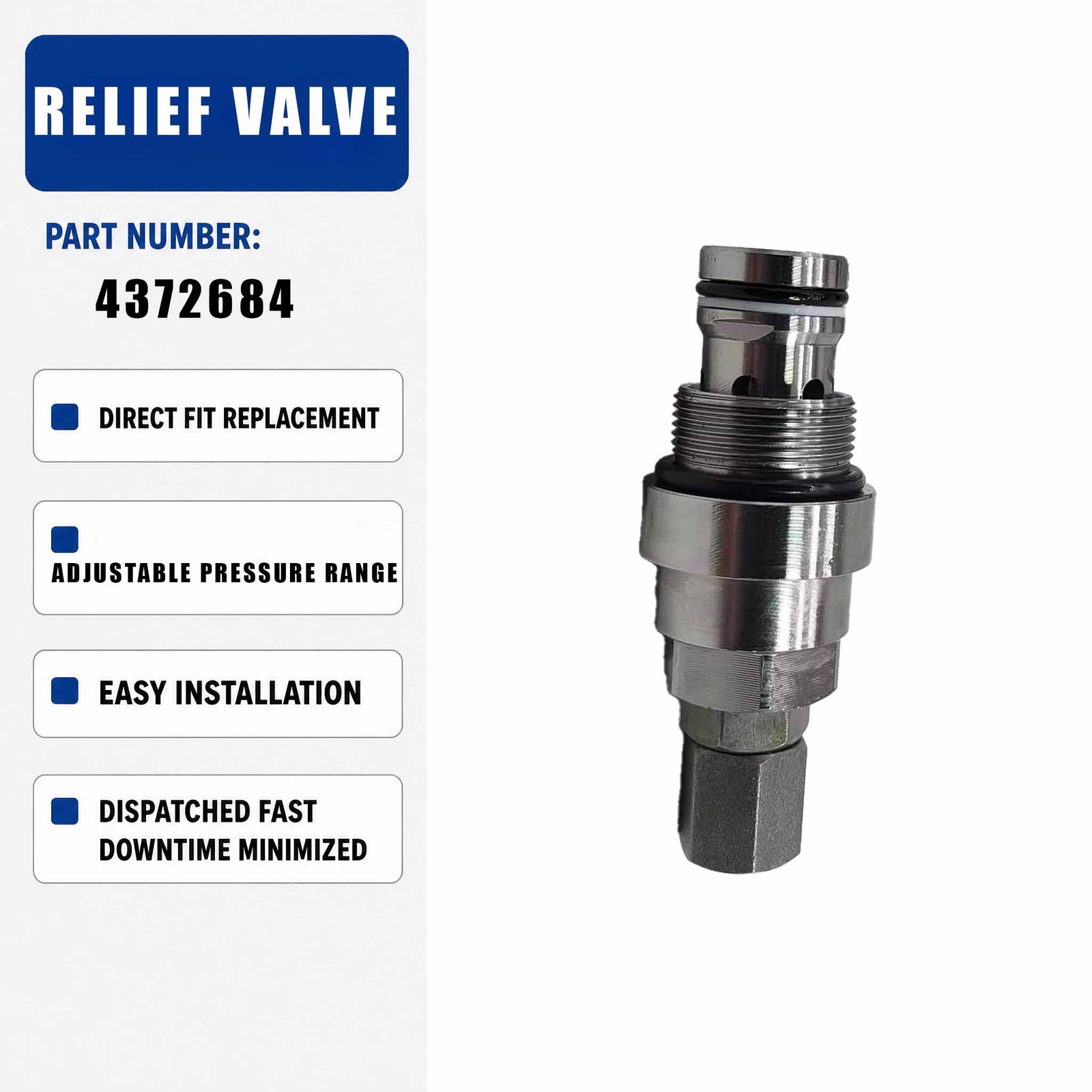 Relief Valve 4372684 For Hitachi ZAX110 ZX120 EX100-5 Excavator Diesel