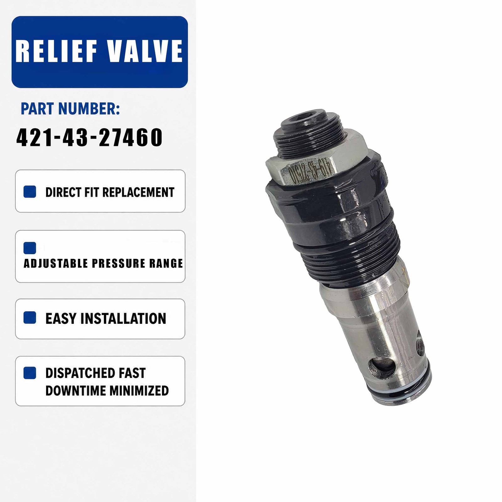 421-43-27460 4214327460 Relief Valve For Komatsu WA380 WA400 WA420 WA430 WA450