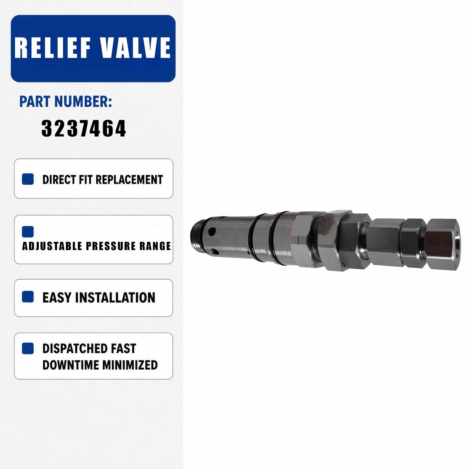Relief Valve 323-7464 3237464 For Caterpillar 320E 323E 324E 329E 336E Excavator