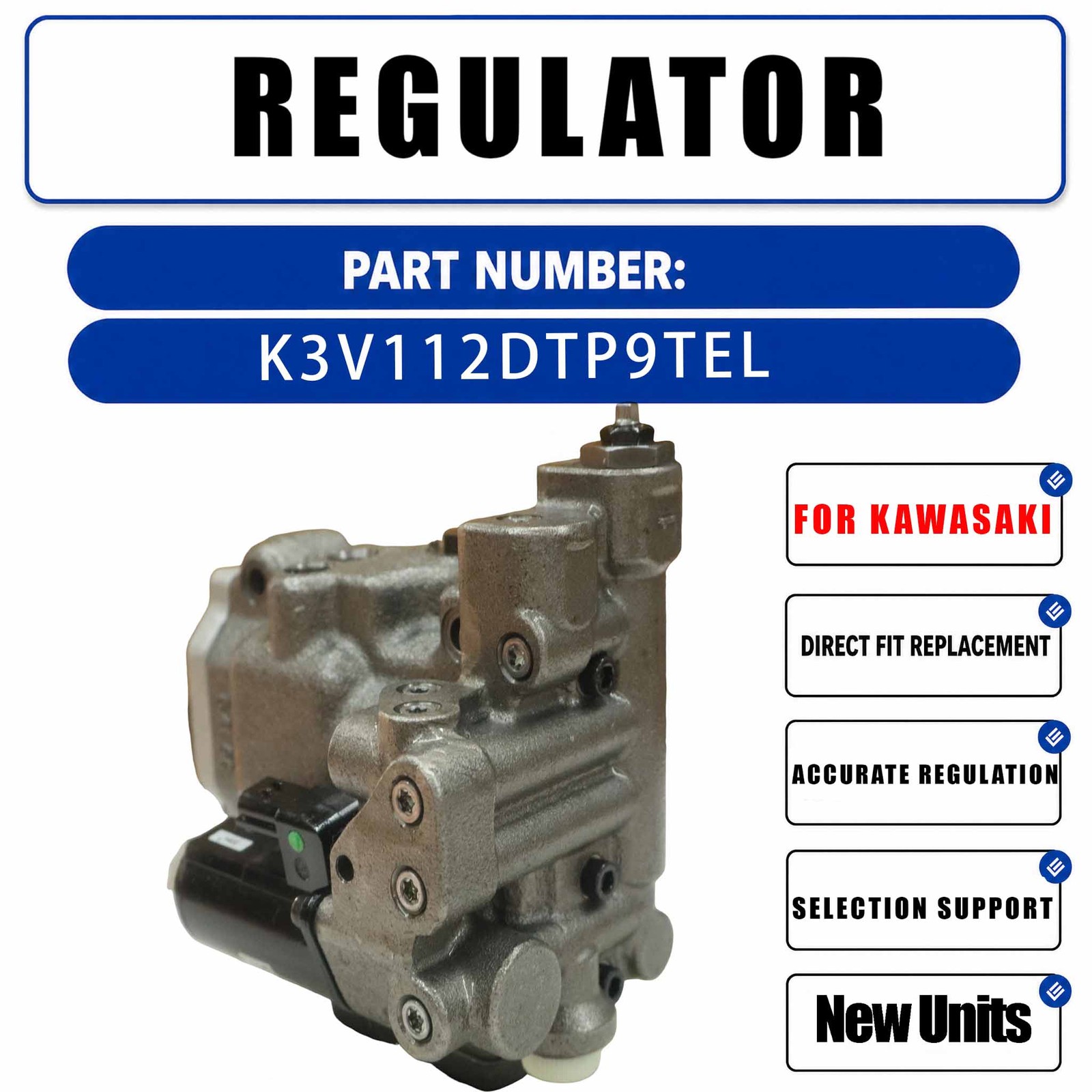 Regulator K3V112DTP-9TEL K3V112DTP9TEL For Kawasaki Hydraulic Pump