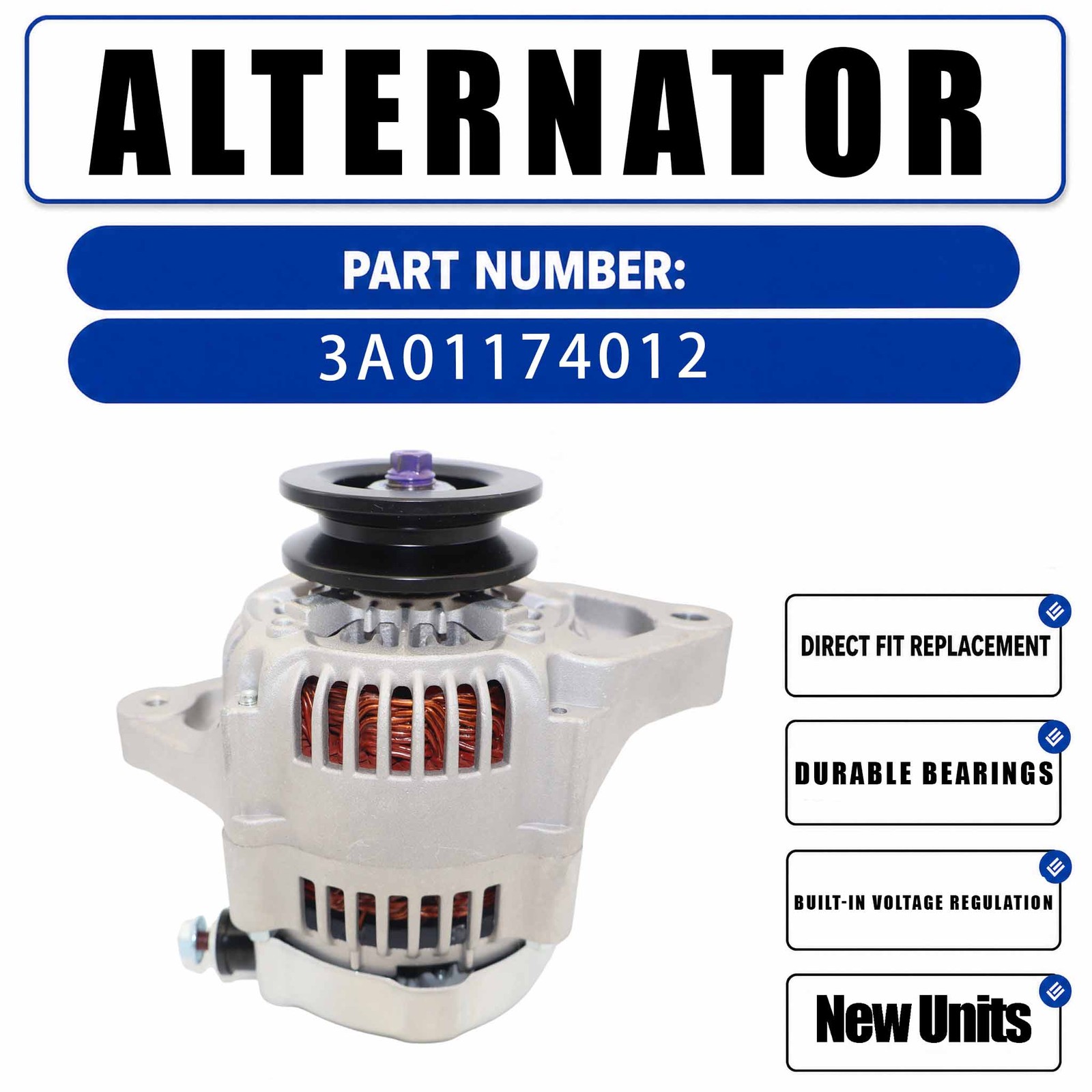 12V 24A Alternators 1002111650 For Kubota Lawn Mower F2260-R (D1005-EFM) F2400