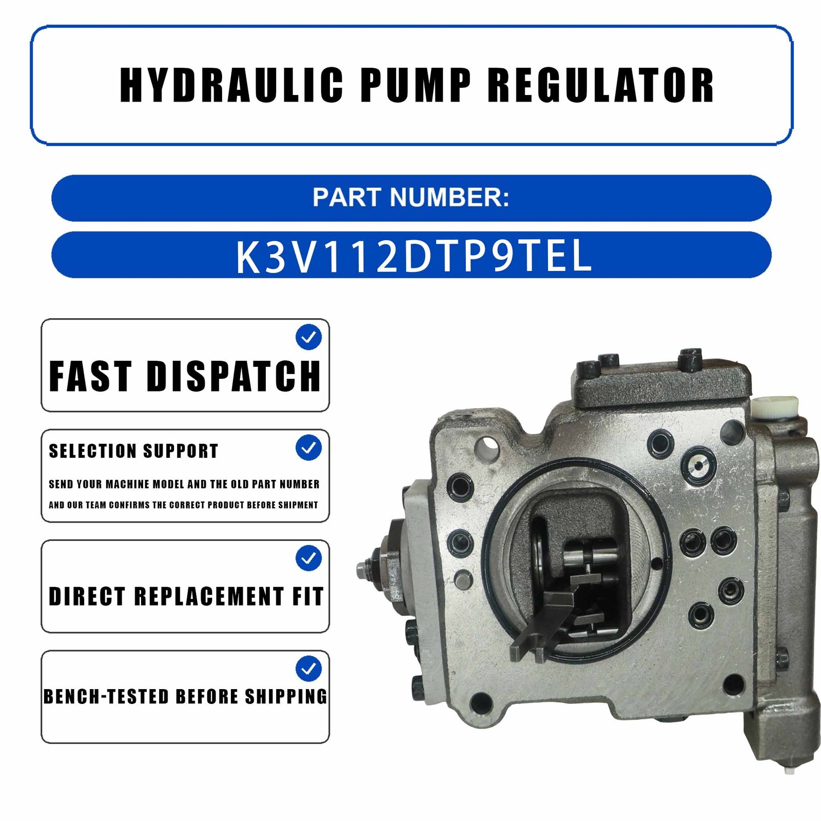 K3V112DTP-9TEL K3V112DTP9TEL Hydraulic Pump Regulator for Kobelco SK200LC-6E