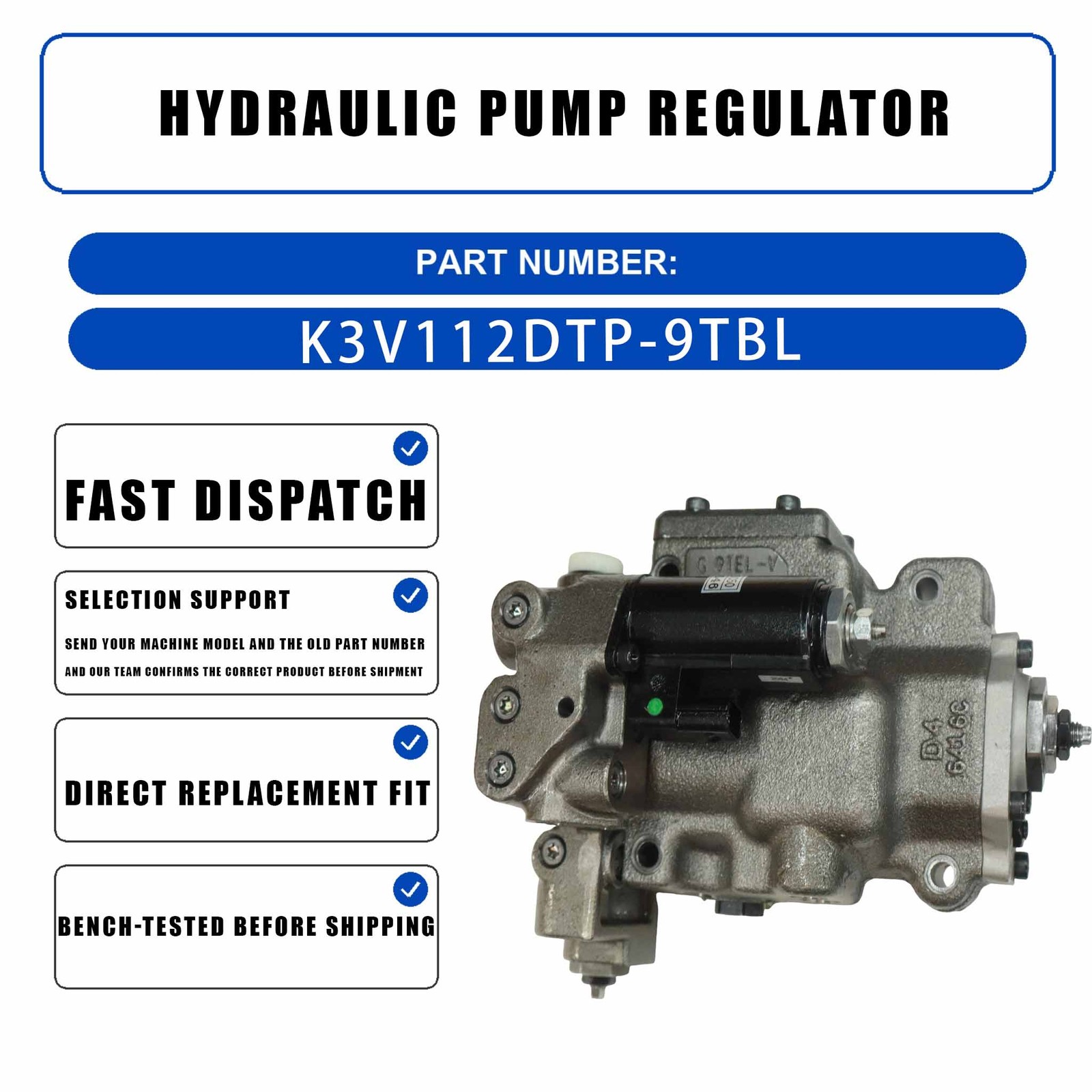 K3V112DTP-9TBL K3V112DTP9TBL Hydraulic Pump Regulator For Kobelco SK200LC-6E