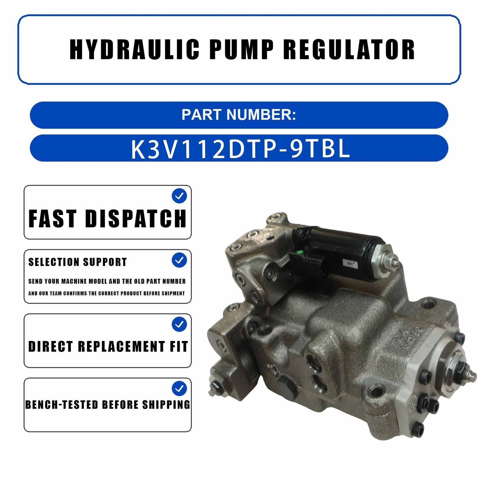 Hydraulic Pump Regulator K3V112DTP-9TBL for Kobelco SK200LC-6E SK210LC-6E
