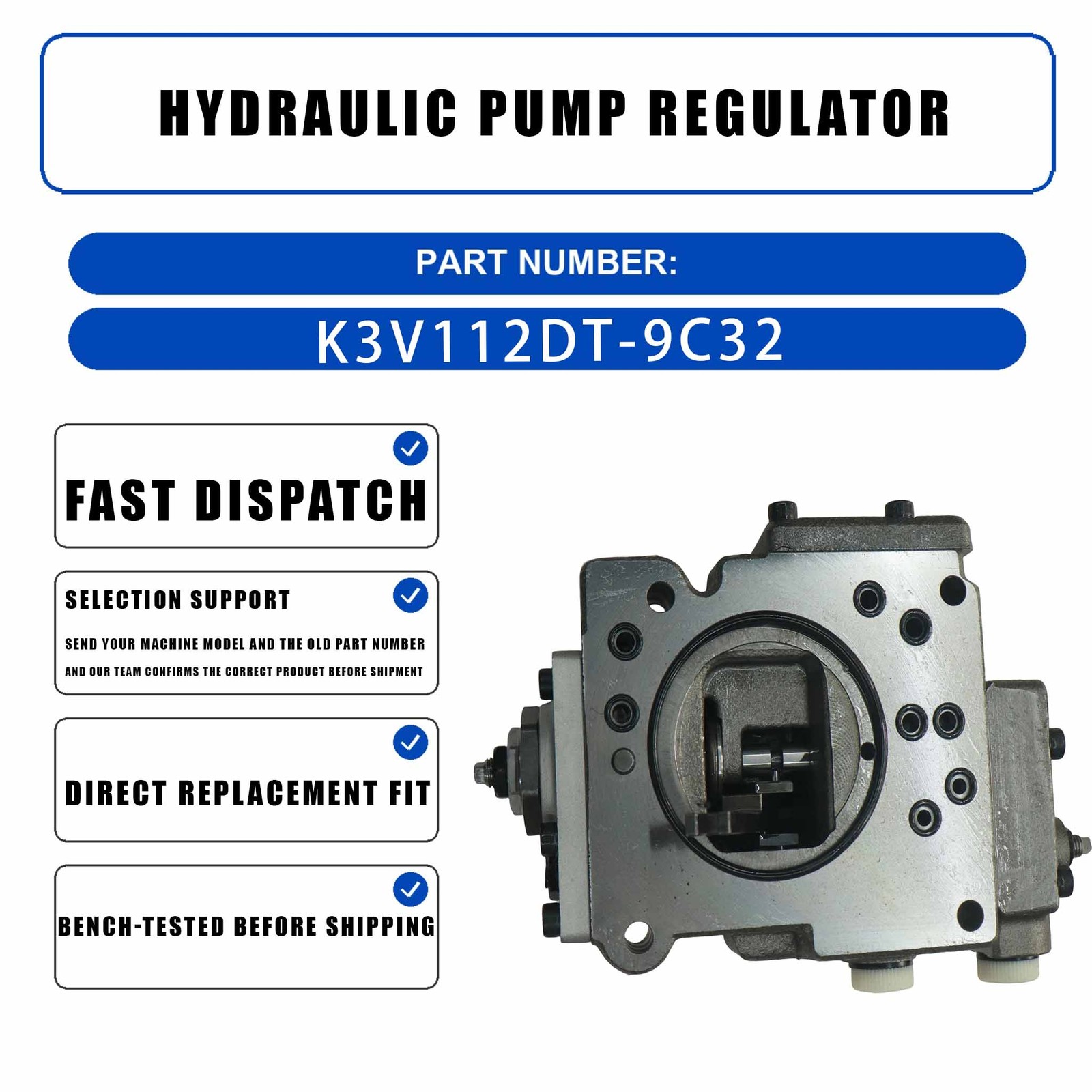K3V112DT 9C32 K3V112DT-9C32 Hydraulic Pump Regulator For Hyundai R210LC-7
