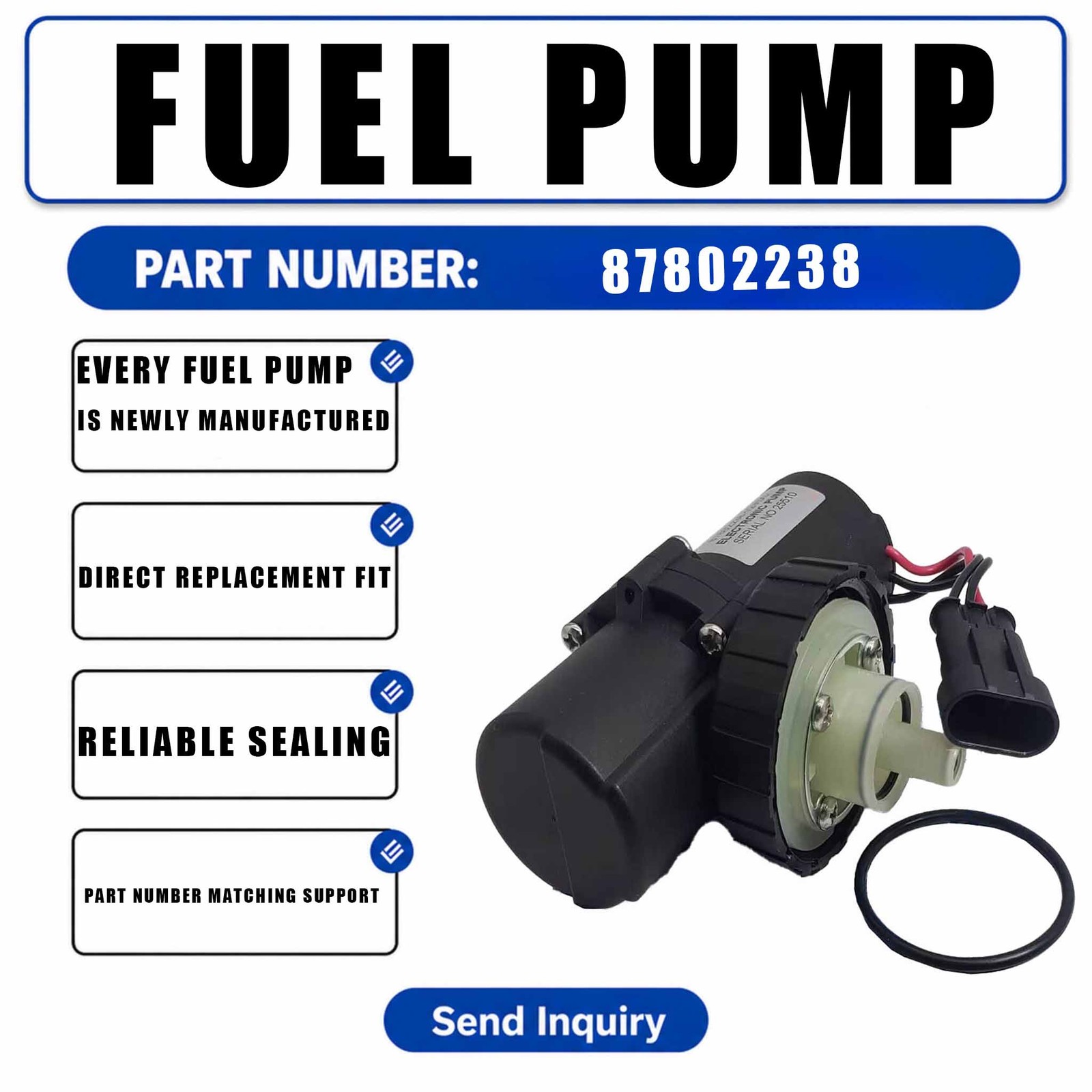 Electric Fuel Lift Pump 87802202 For Ford New Holland Tractors 7010 7010S TB80