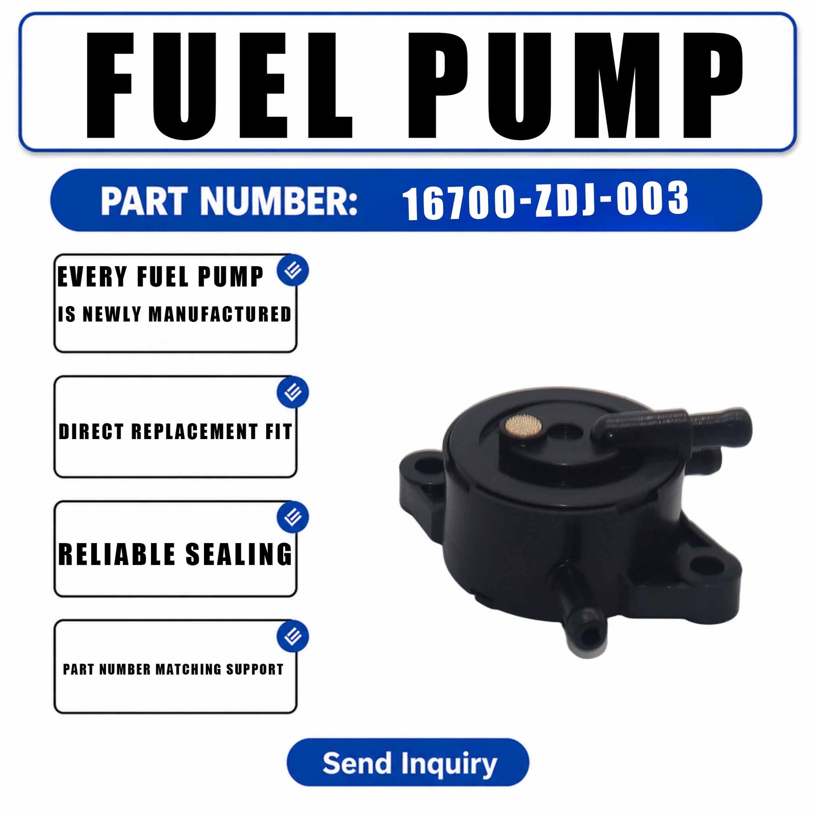 Fuel Pump 16700-ZDJ-003 For Honda GC135 GC160 GC160A GC160LA GC160LE GC190A