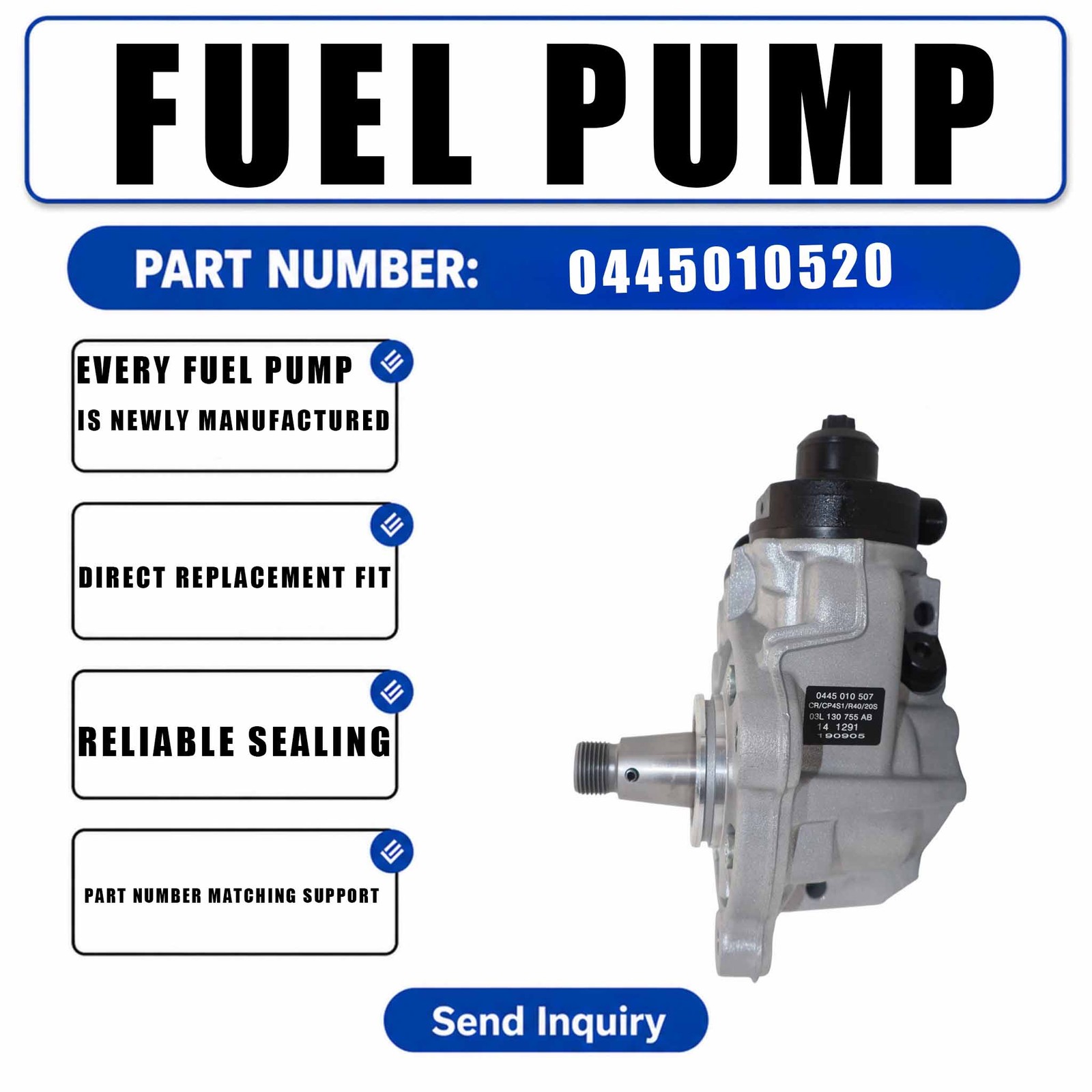 Fuel Injection Pump 0445010520 03L130755 For Volkswagen California Caravelle