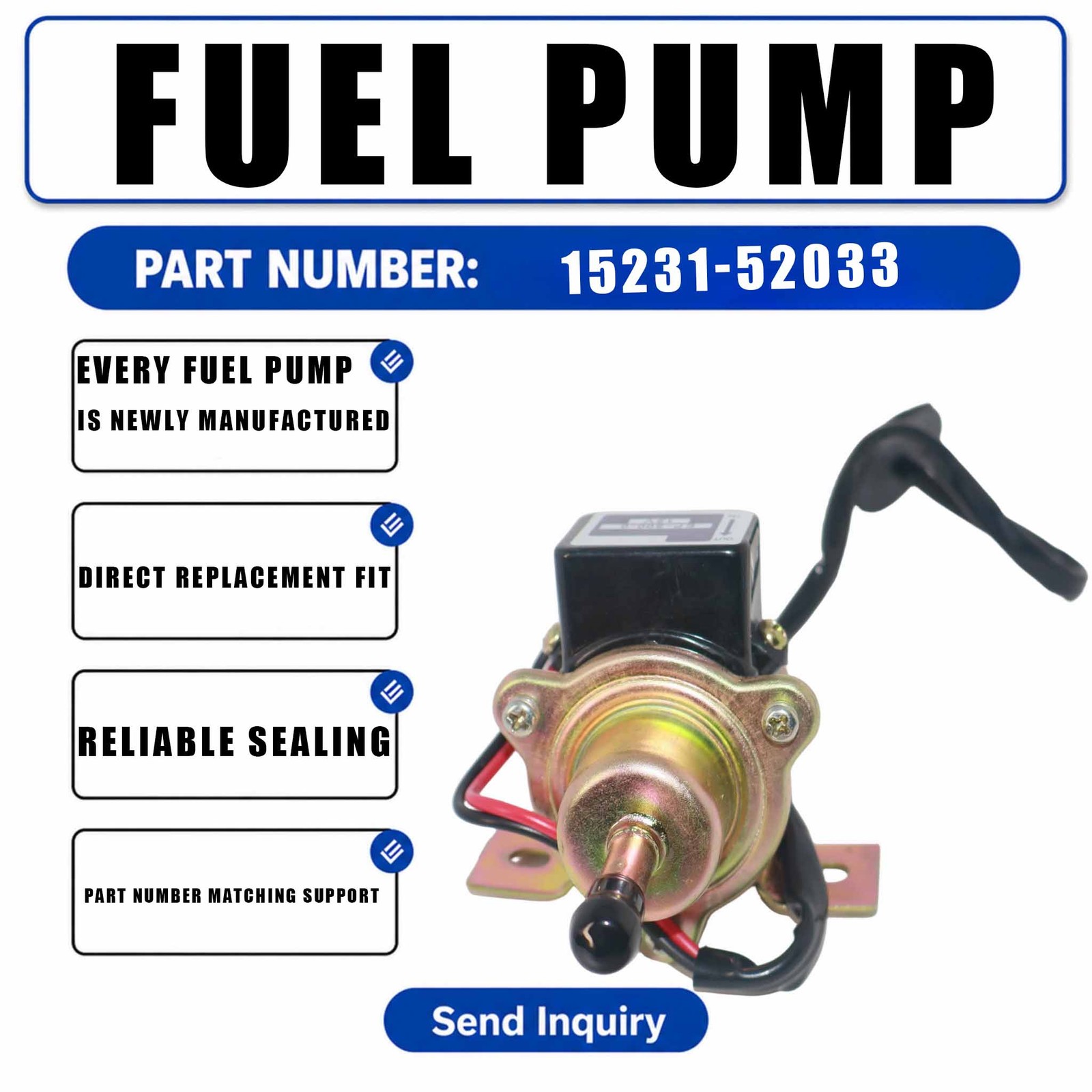 Electrical Fuel Pump 12585-52030 For Kubota Excavator KH-1 KH-35H KH-51H KH-60H