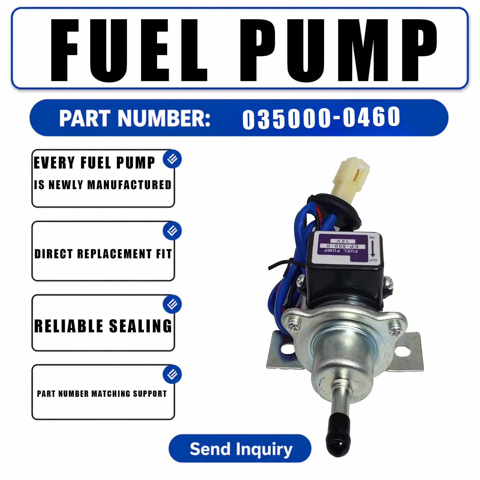 12V Electric Fuel Pump 035000-0460 For Kubota Excavator KH-1 KH007H KH35 KH-35H