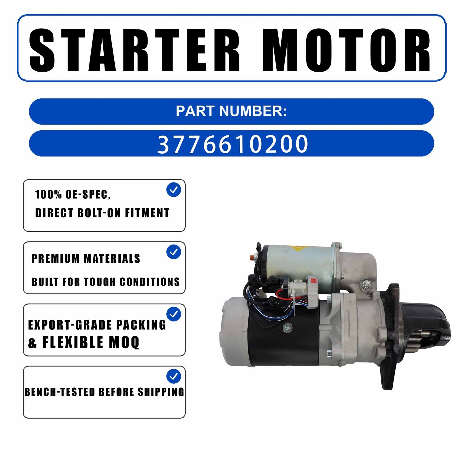 24V 7.5KW 15T Starter 3776610800 3776620200 17210 For Mitsubishi S12R S16R
