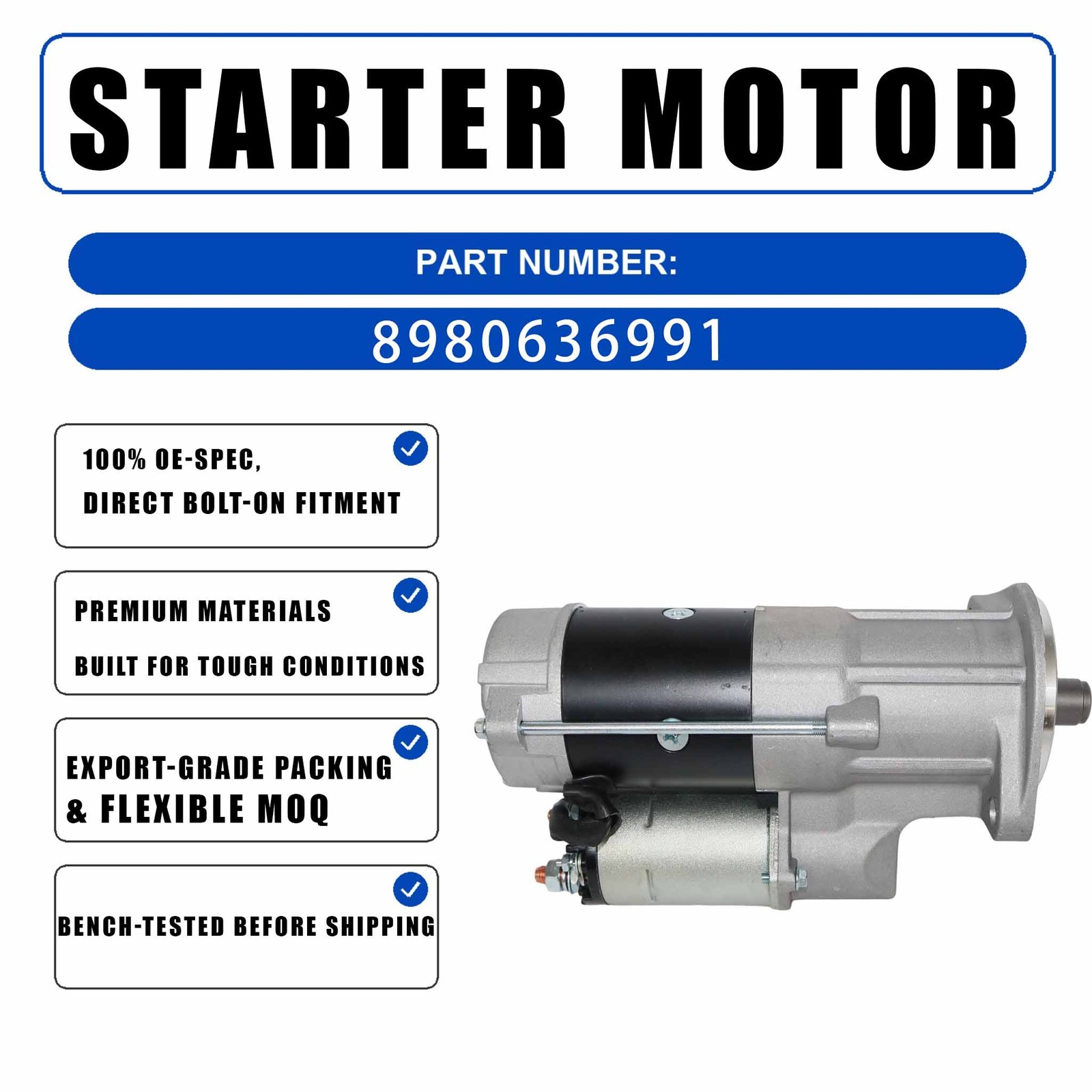 12V Starter Motor 0240000198 For Isuzu Engine 4HK1 4HK1T