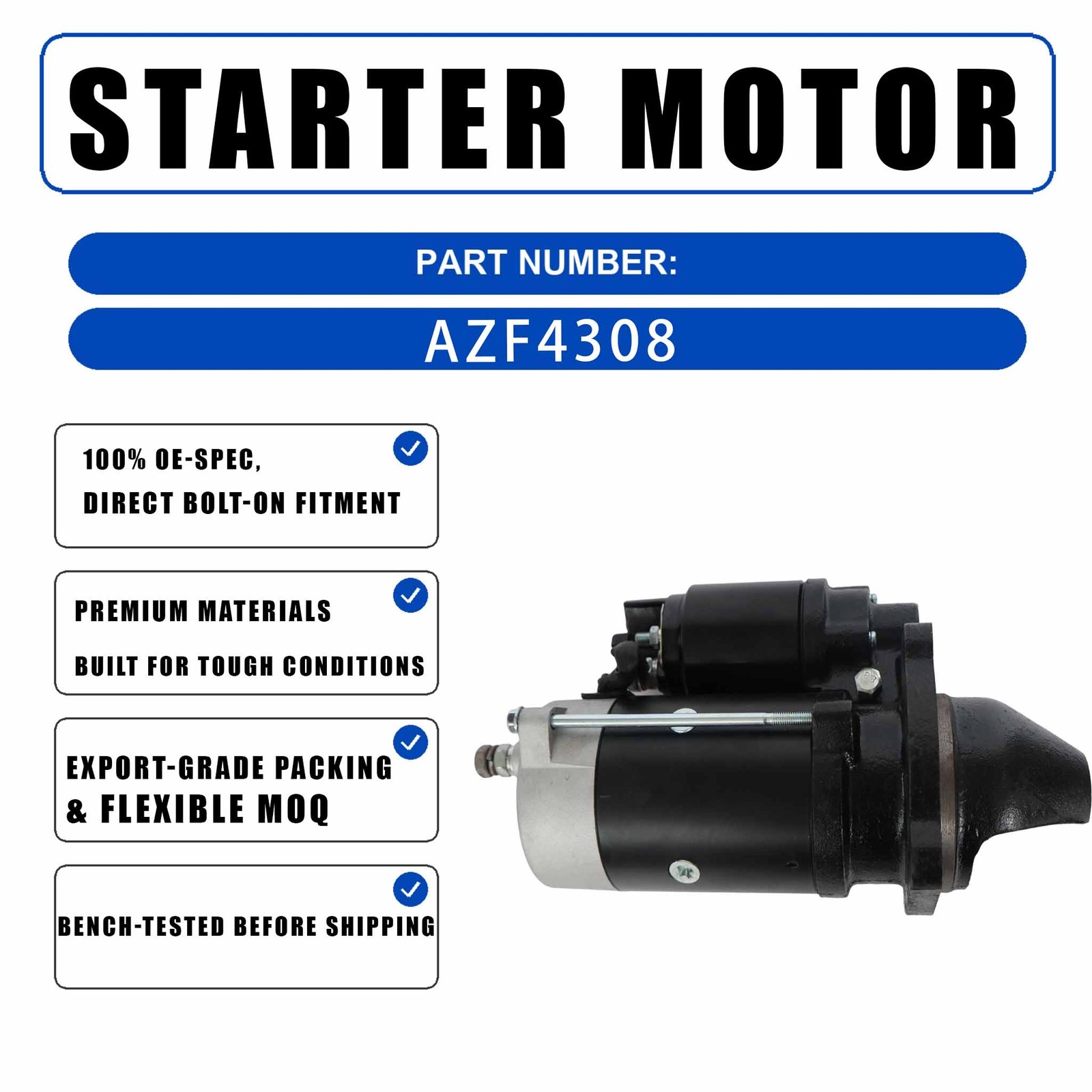 12V 4.2KW 10T Starter Motor AZF4208 For Bobcat Telescopic Handlers Tl470Hp For