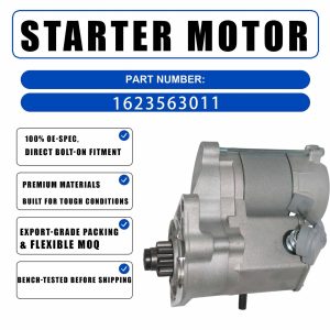 12V 1.4KW 9T Starter 1623563010 For Kubota Excavators Tractors D902E-UV